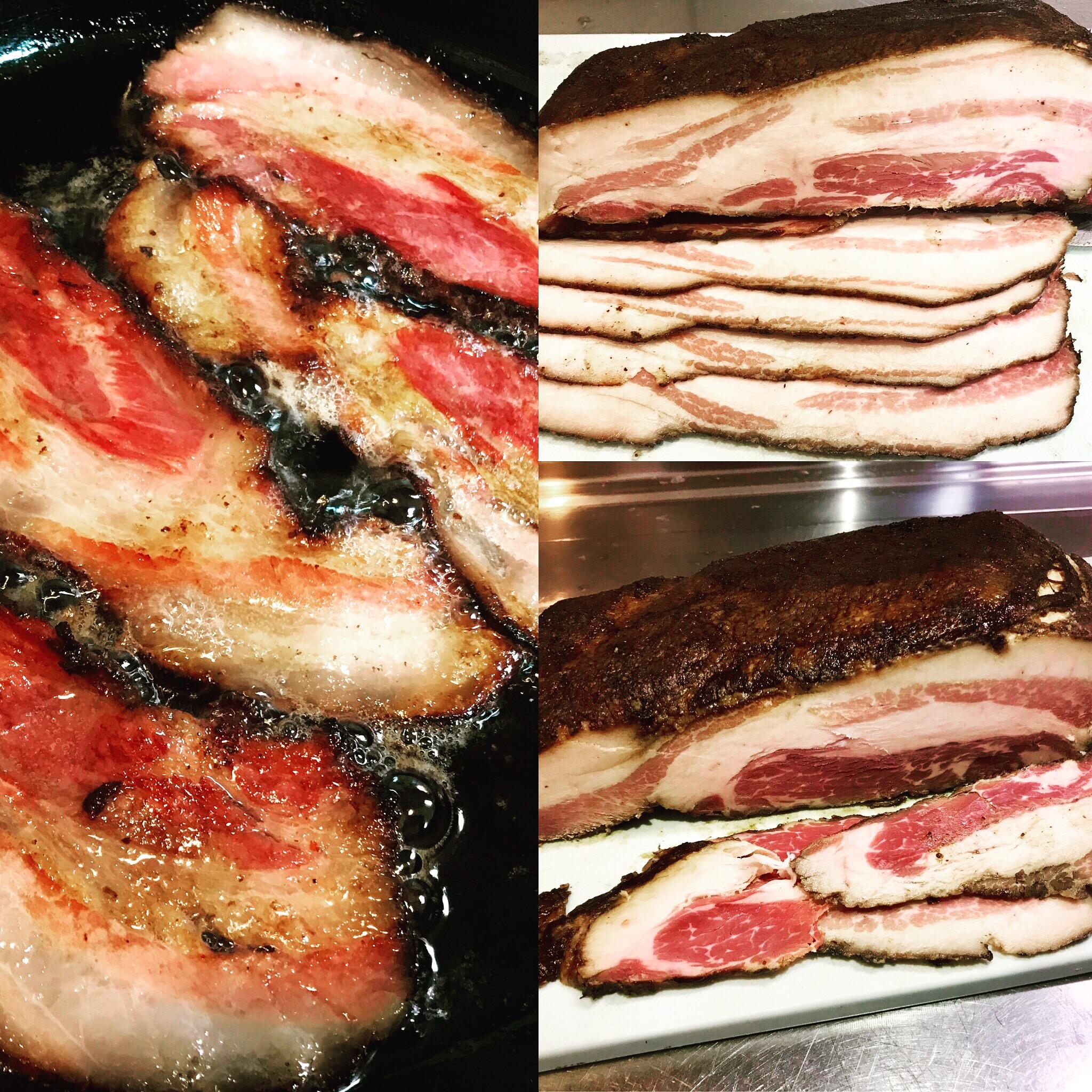 The Okinawa Agu pork bacon is done and damn is it amazing. Hands down