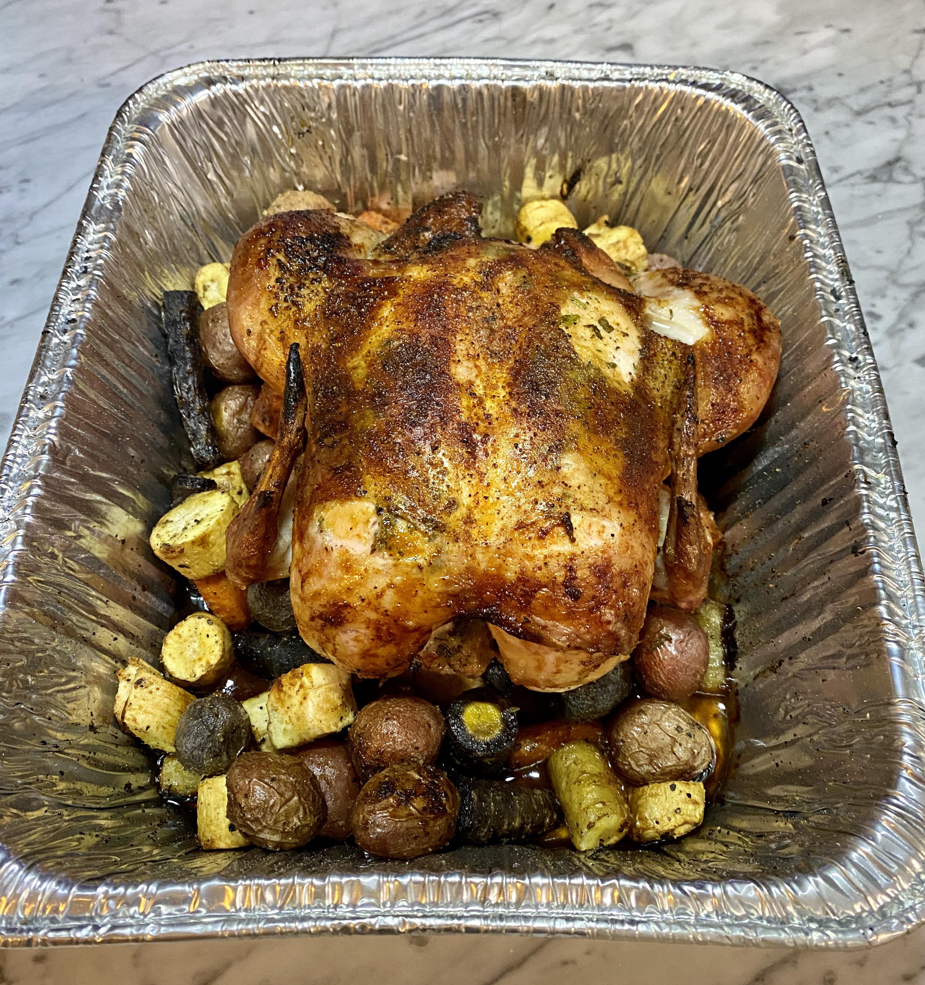 Roasted a chicken over potatoes, carrots, and parsnips. r/pelletgrills
