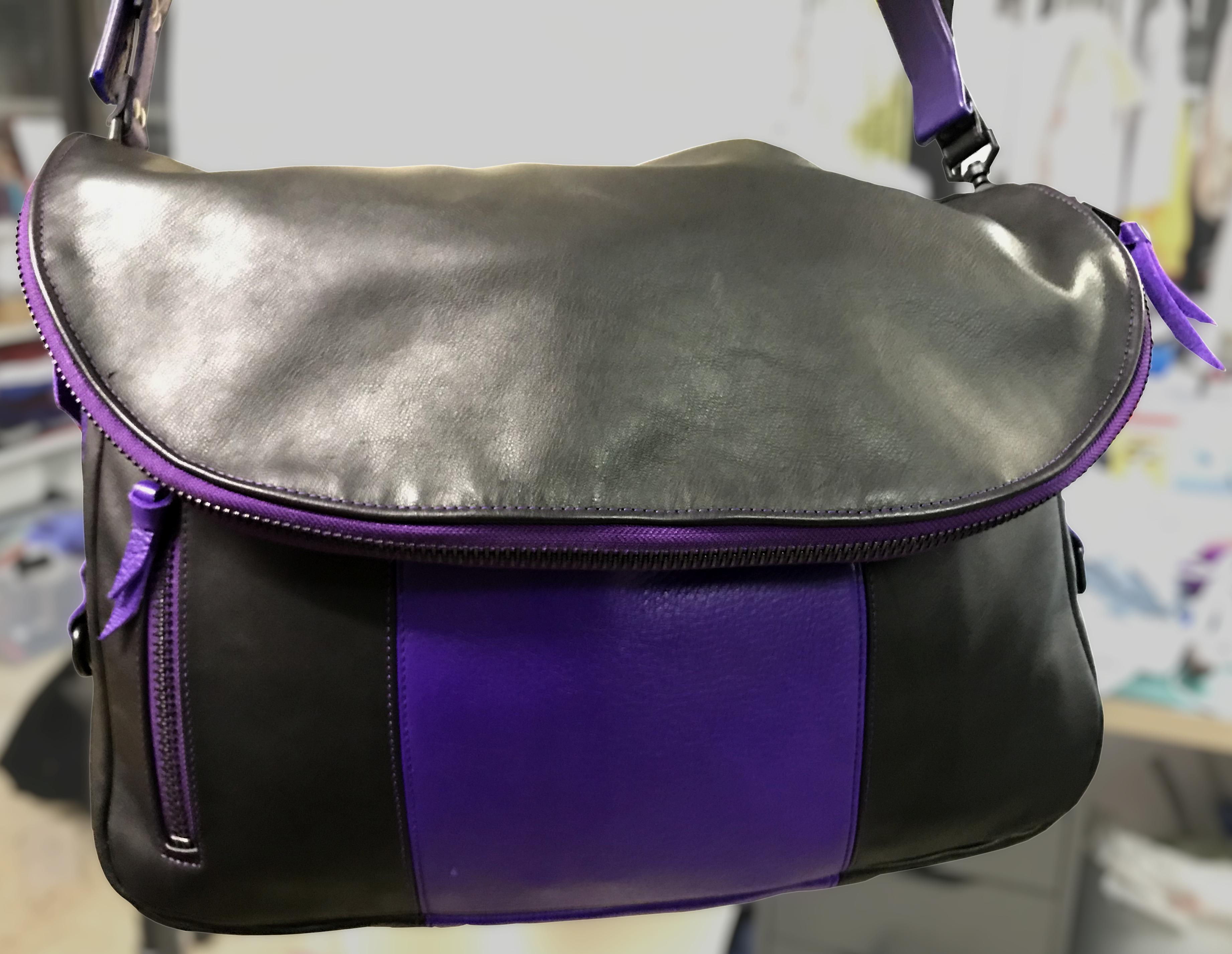 Black & Purple Messenger Bag r/Leathercraft