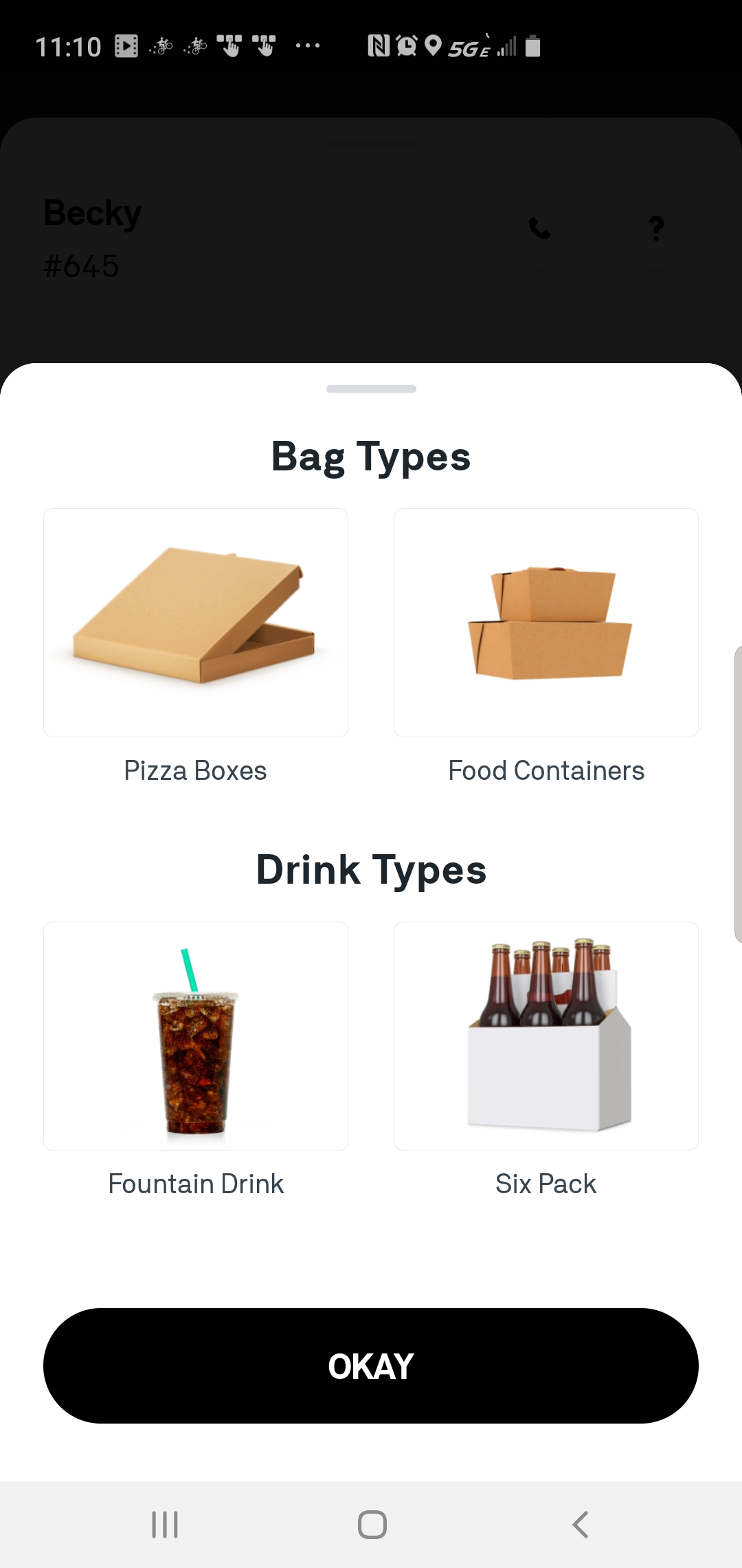 So now the deliveryperson has to select number of bags and other miscellaneous info? (my first
