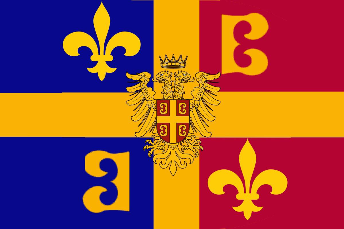 Made a flag for the “What if Charlemagne of the Franks married Irene of