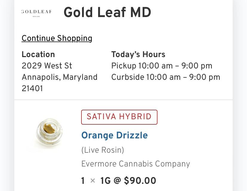 Orange drizzle rosin available at gold leaf Annapolis!! MDEnts