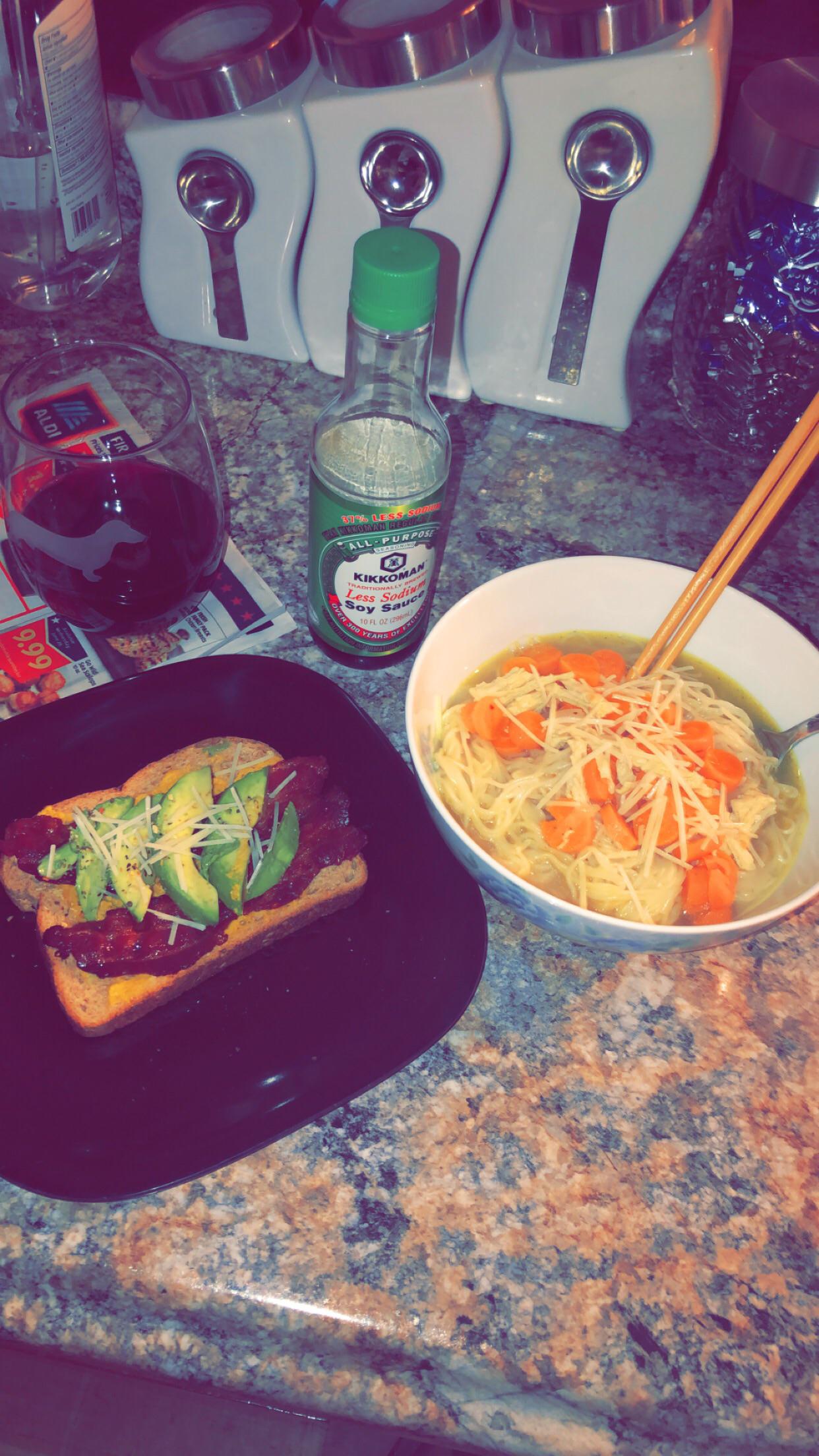 My second Aldi meal this week! Chicken ramen soup with bacon and