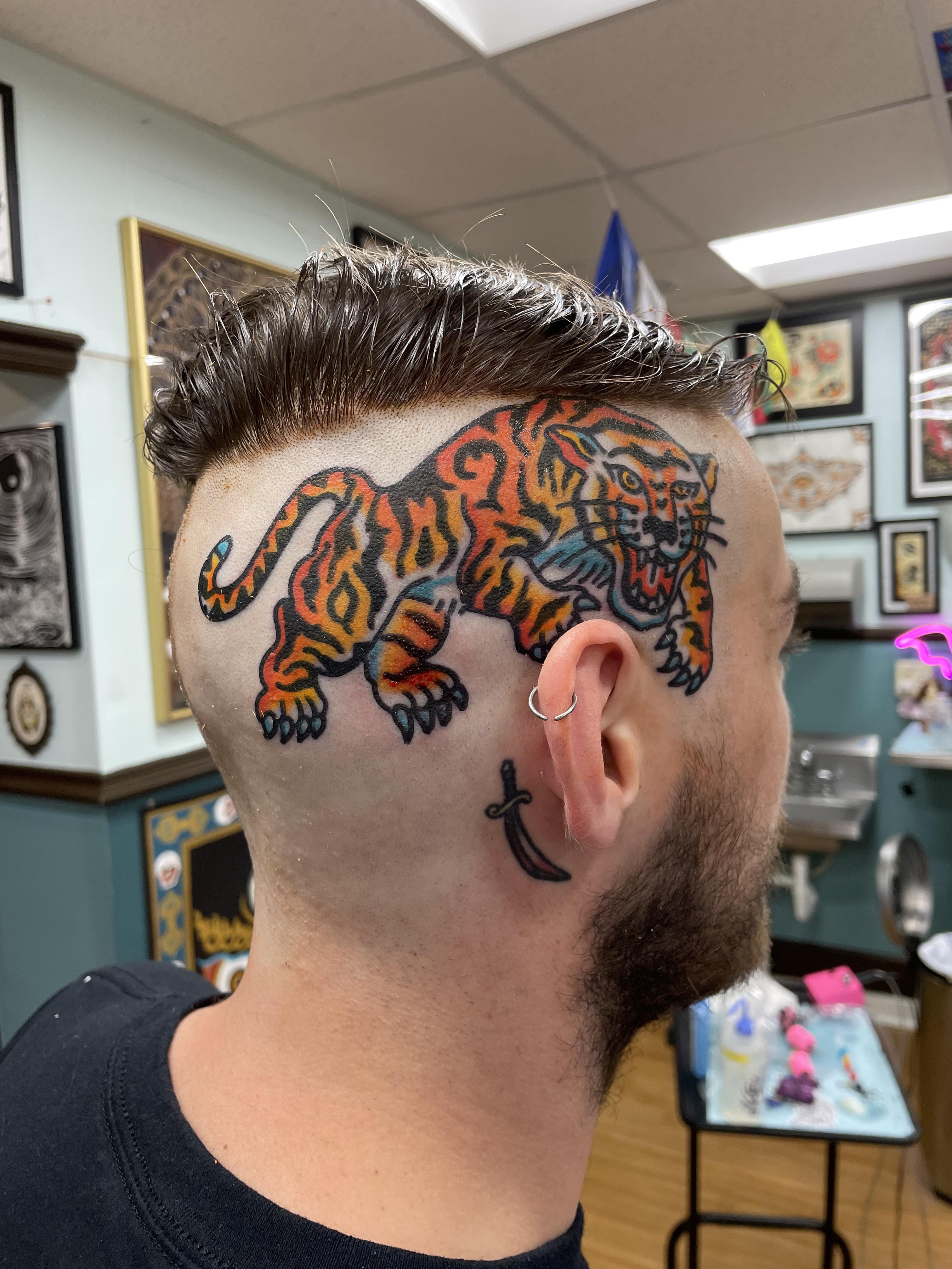 Head Tiger by Jon Larson at Depot Town Tattoo (Ypsilanti, Mi) r/tattoos