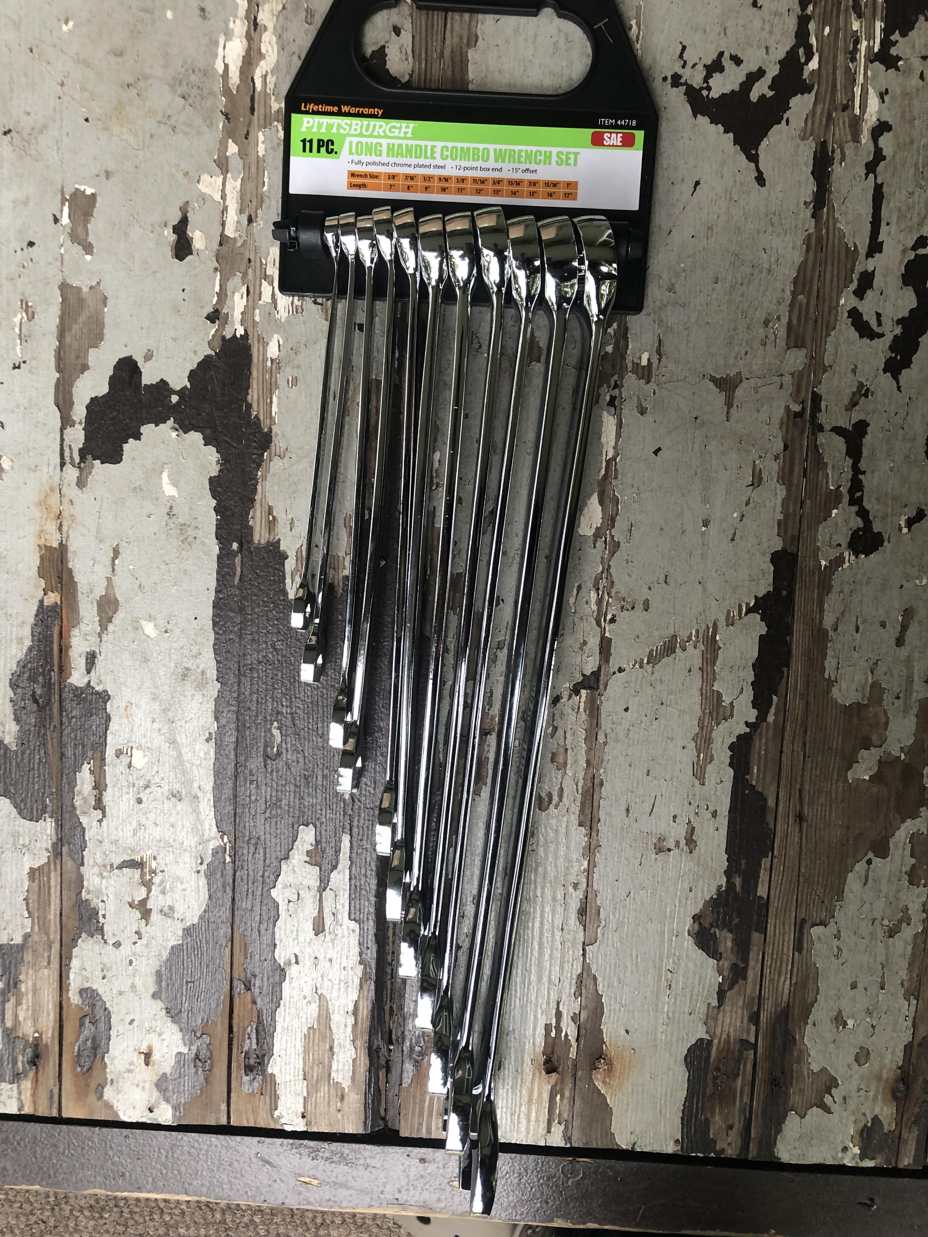 NTD Pittsburgh long handle combination wrench set. SAE 3/8” to 1