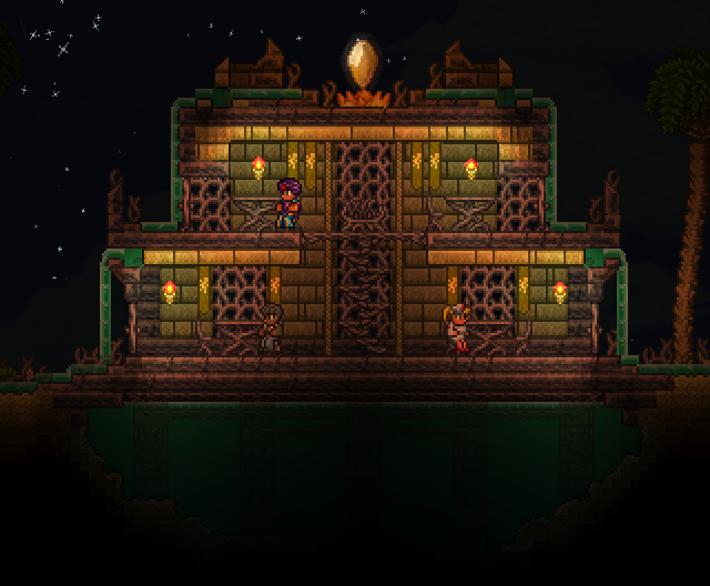 Turns out sandstone bricks and ash wood pair well together! r/Terraria