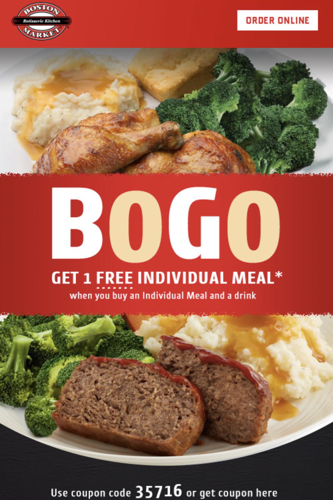 BOGO at Boston Market r/Freefood