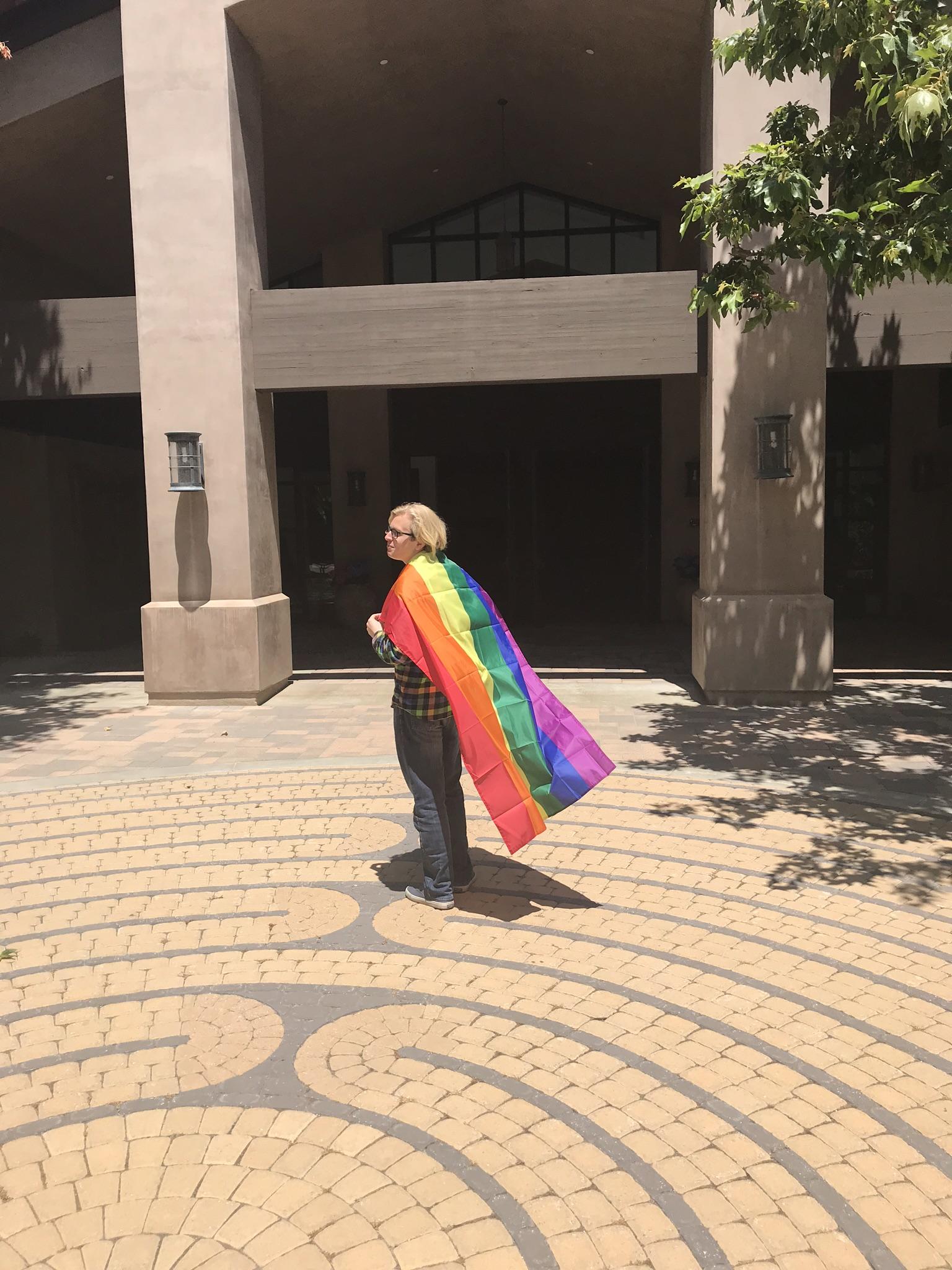 Should I wear this pride flag as a cape for my last few days of high school? 🤔 LGBTeensGoneMild