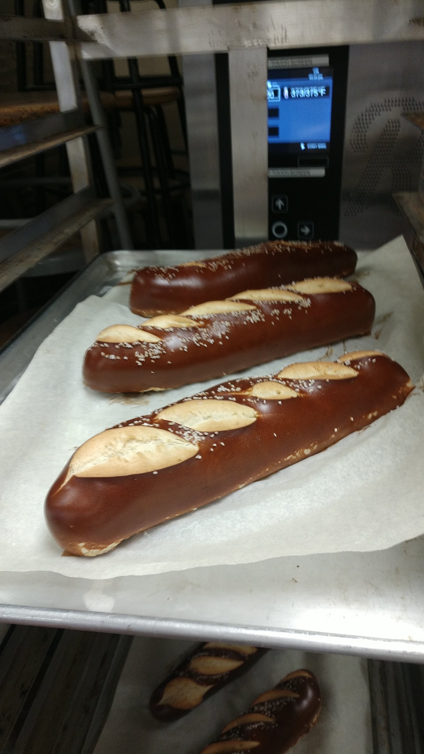 Pretzel baguettes that I'm very proud of r/Breadit