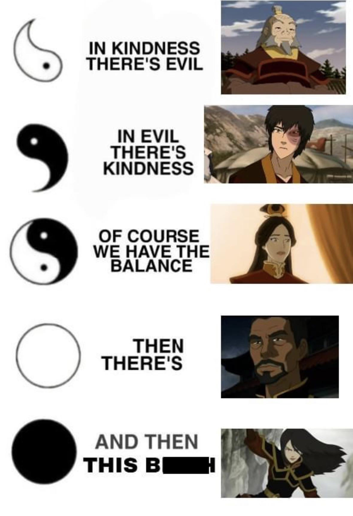 There’s probably better characters that could go where Zuko and Ursa are but otherwise