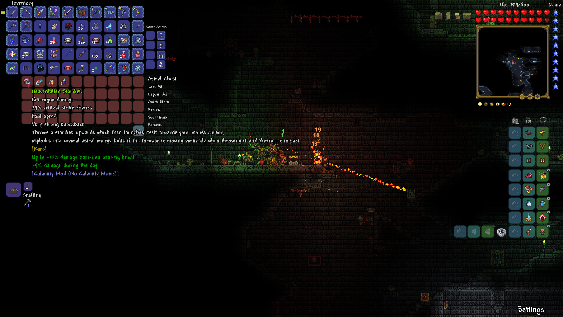 I was playing modded terraria (pre hardmode and just defeated skeletron