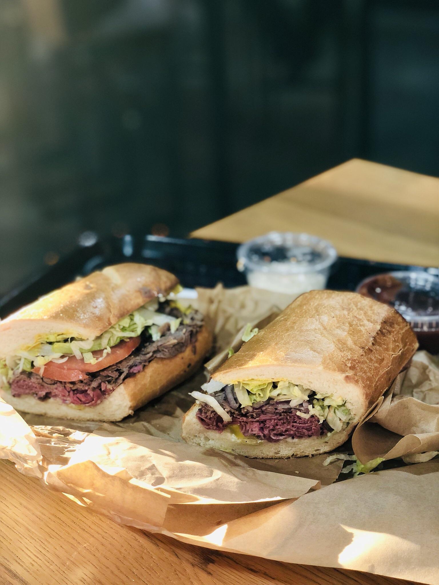 [I Ate] Tritip and pastrami sandwich, toasted on a sweet French roll