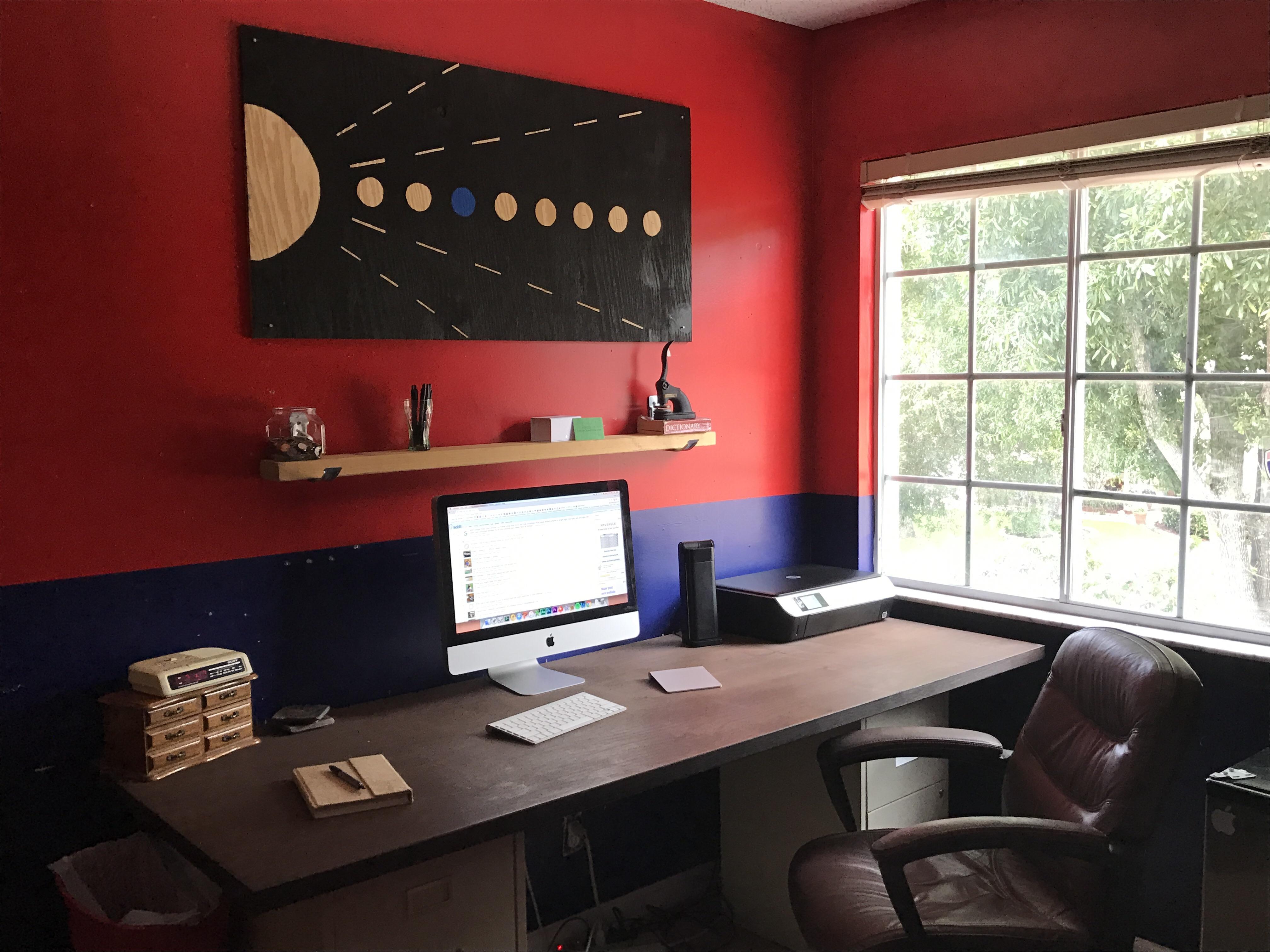 Extra piece of plywood for some minimalist wall art above desk r