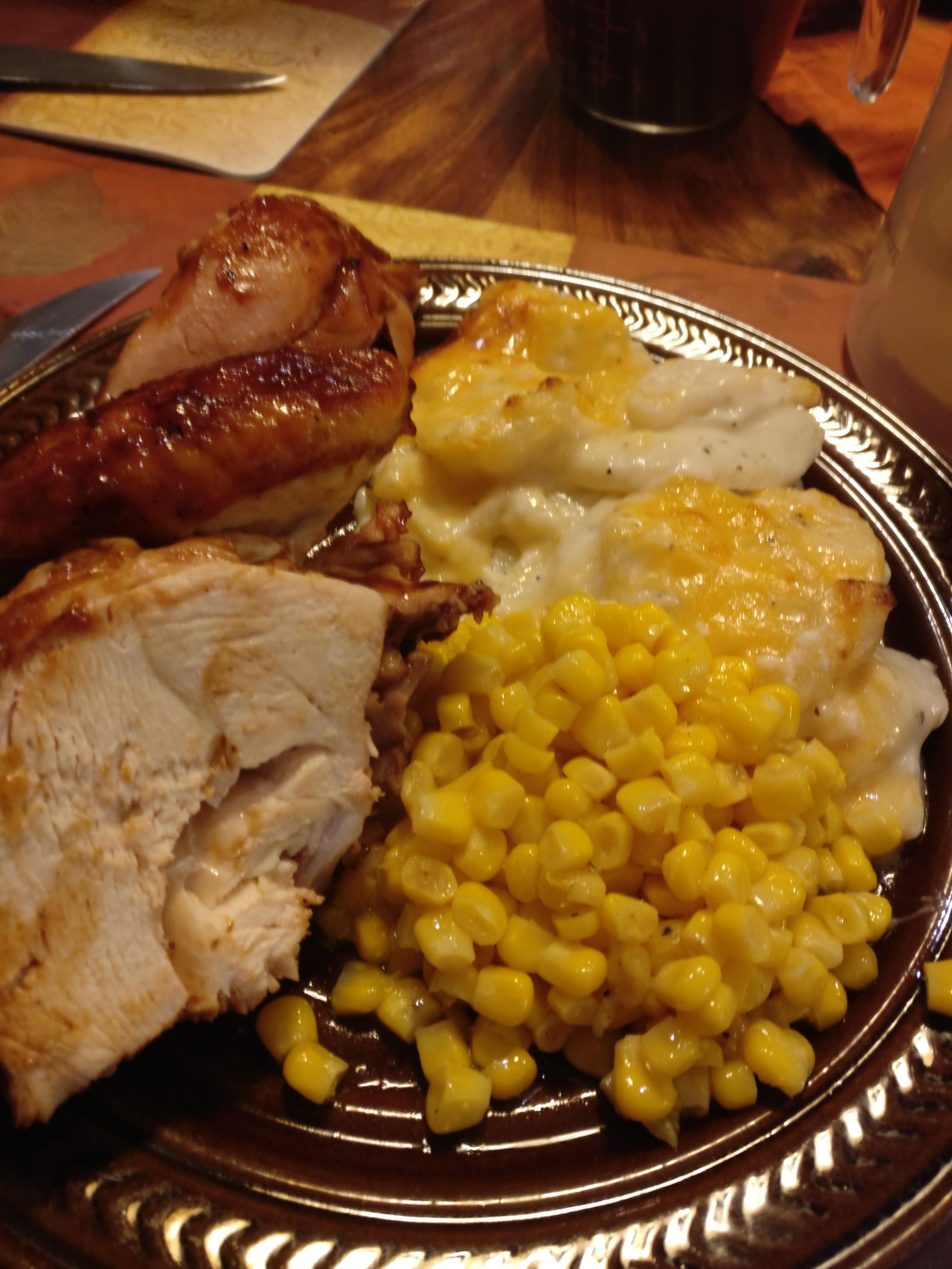 All Costco Dinner Rotisserie Chicken tossed in smoker and slathered in