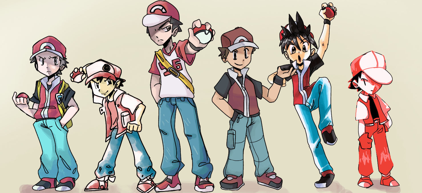 [OC] different versions of red r/pokemon