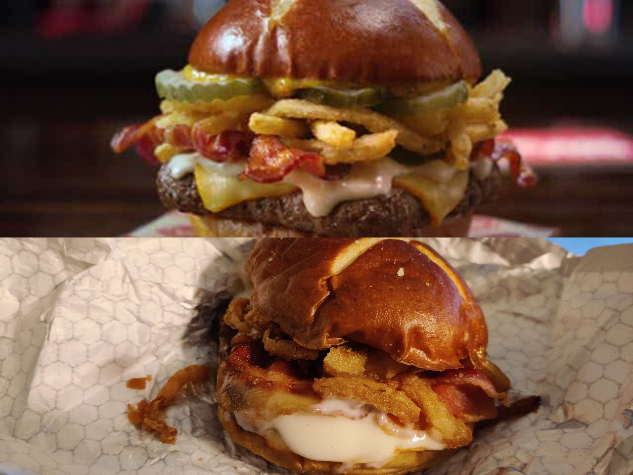 Wendy's Pretzel Bacon Pub Cheeseburger r/ExpectationVsReality