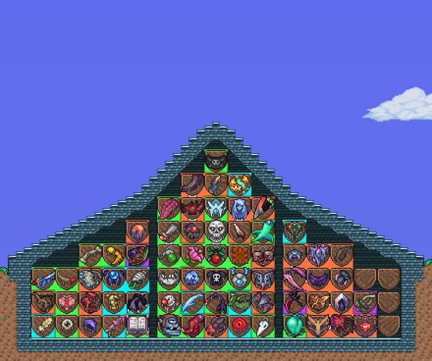 The Calamity + Thorium + Fargo's Mod trophy room a fitting end to my