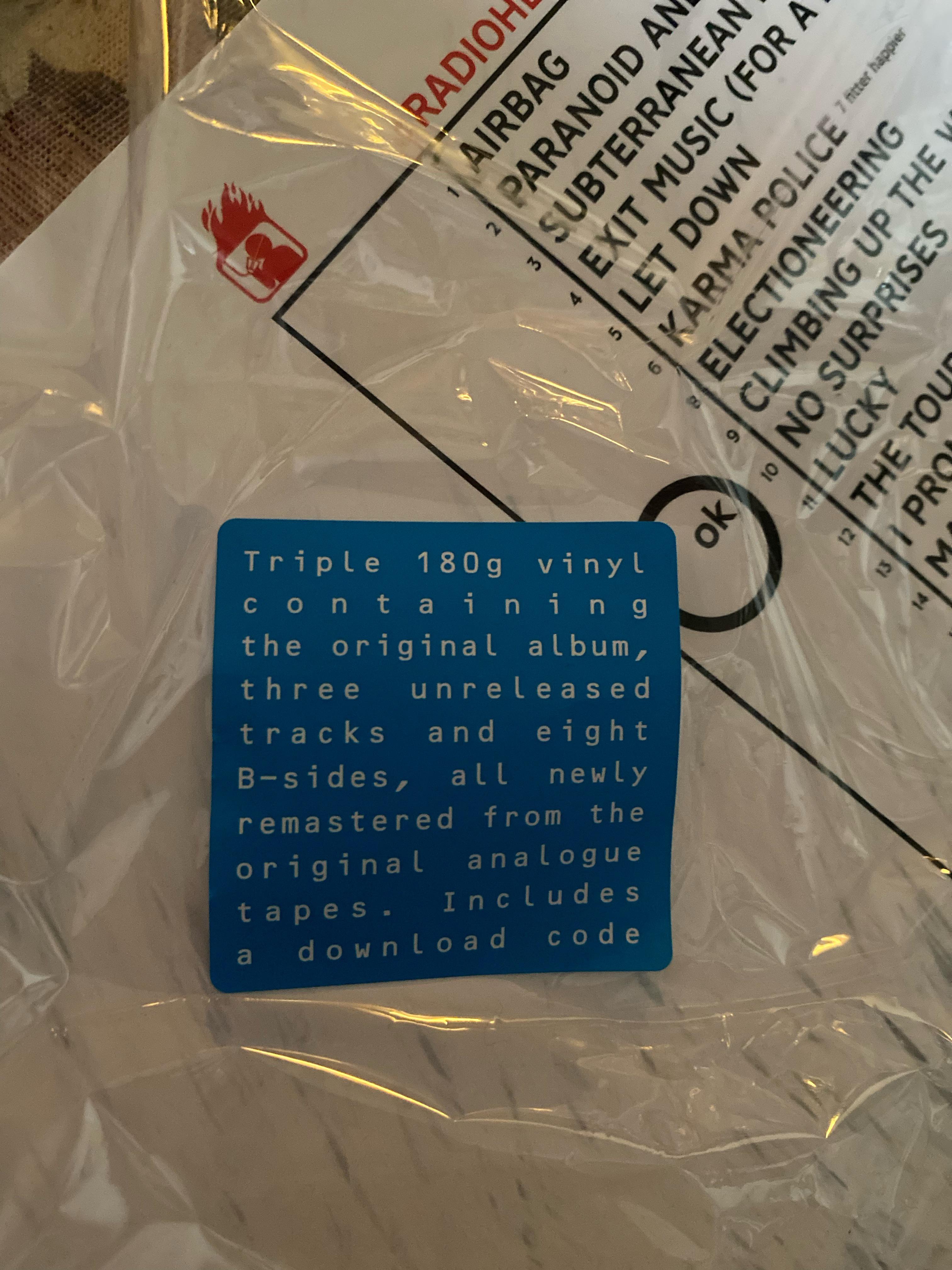 So I just bought ok computer on vinyl and it says there’s a download