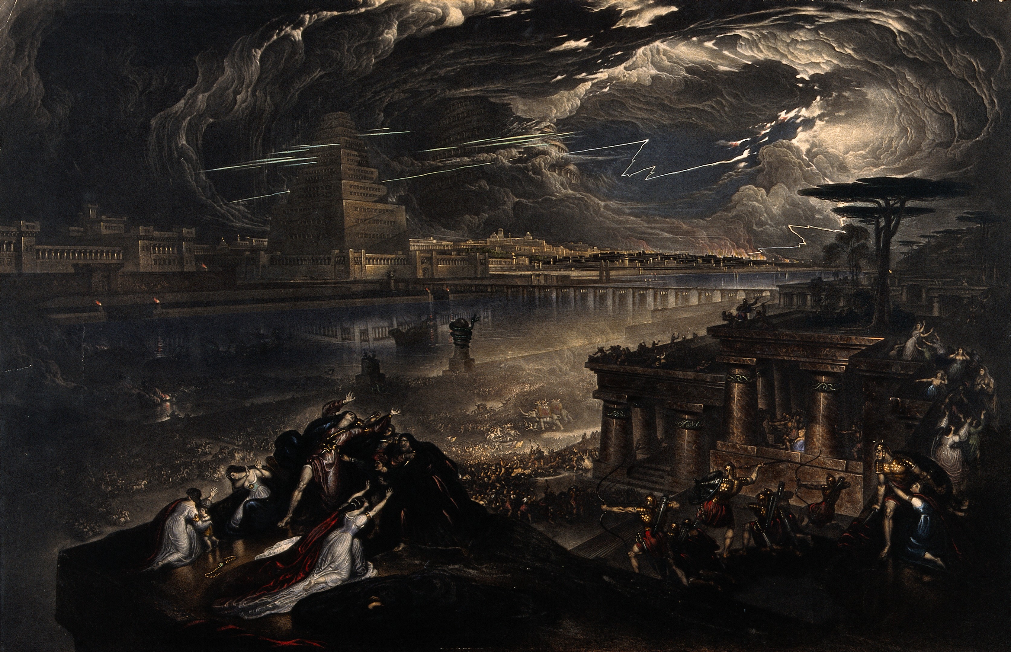 The fall of Babylon, John Martin, mezzotint with etching, 1835. r/Art