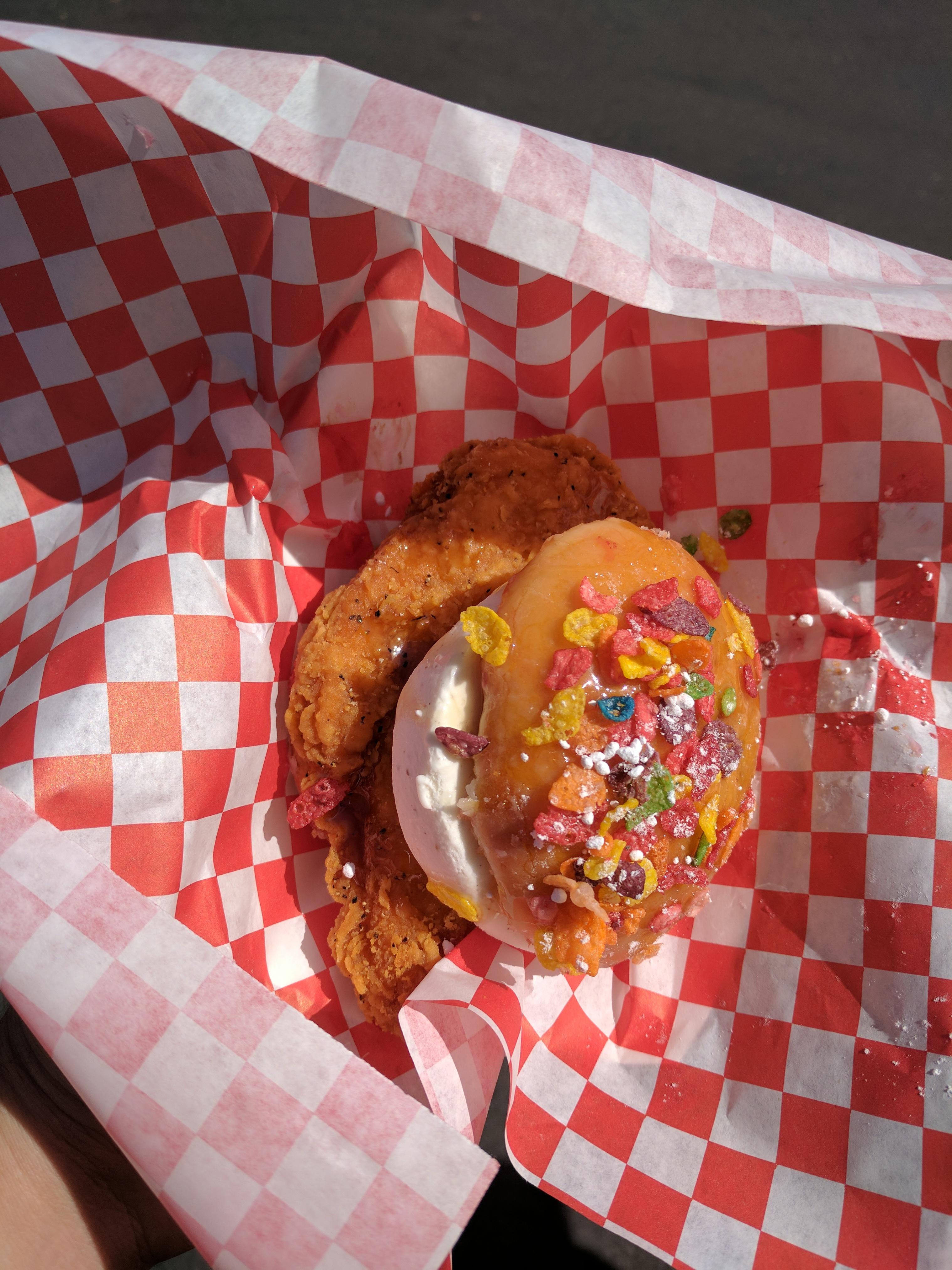 [I Ate] Ice Cream Chicken Sandwich on Glazed Jelly Donut r/food