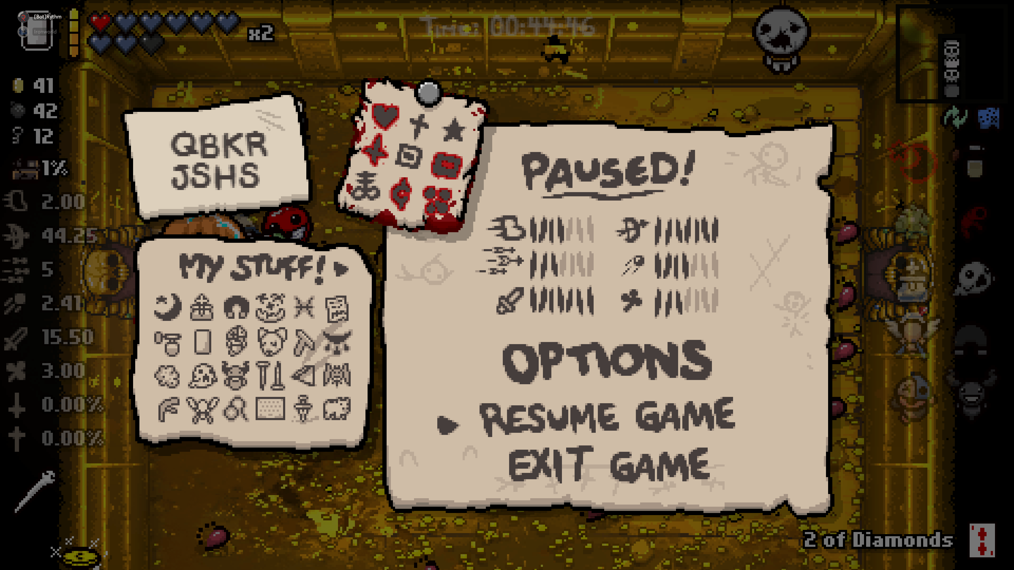 The Binding of Isaac Crawl space and small rock from a troll bomb, you