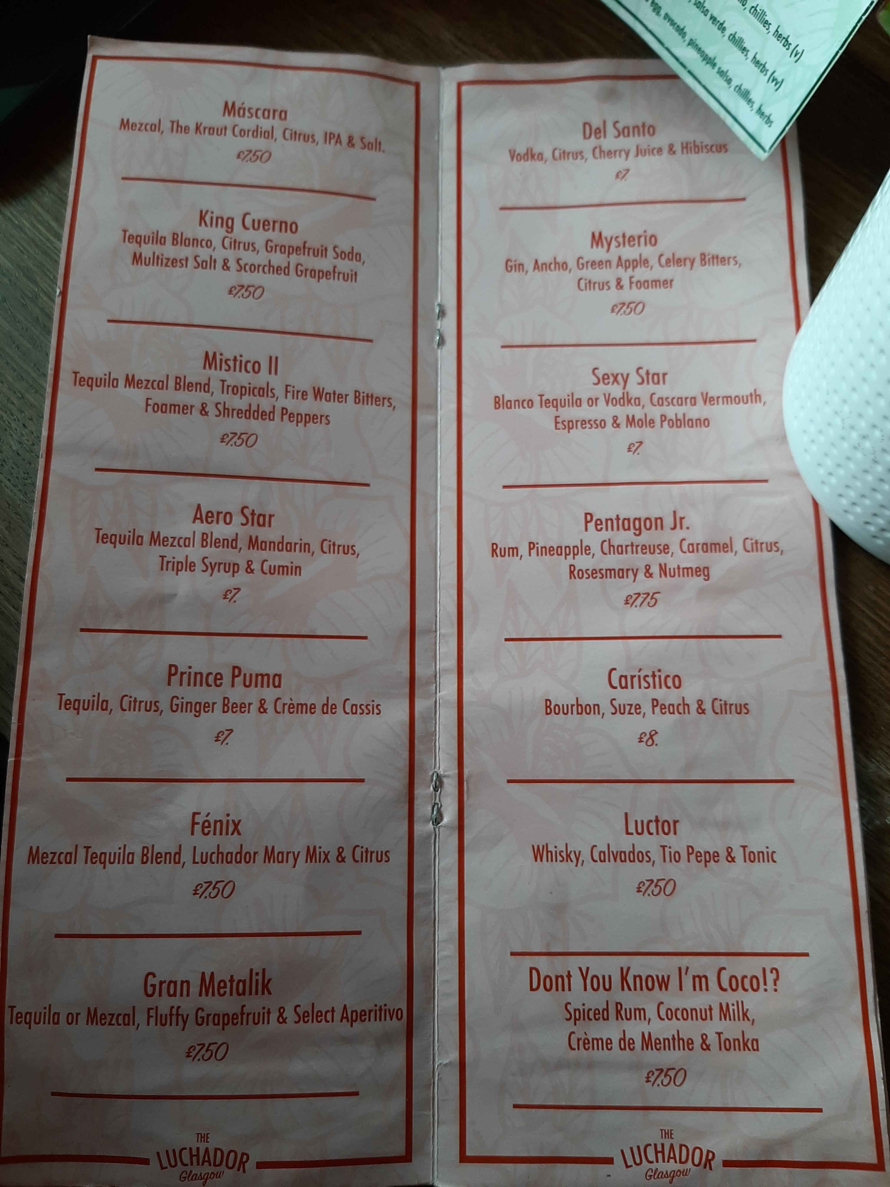 Glasgow Scotland drinks menu r/AEWOfficial