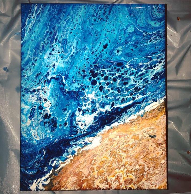 Dirty pour beach. My favorite pour piece I’ve done so far! r/PourPainting