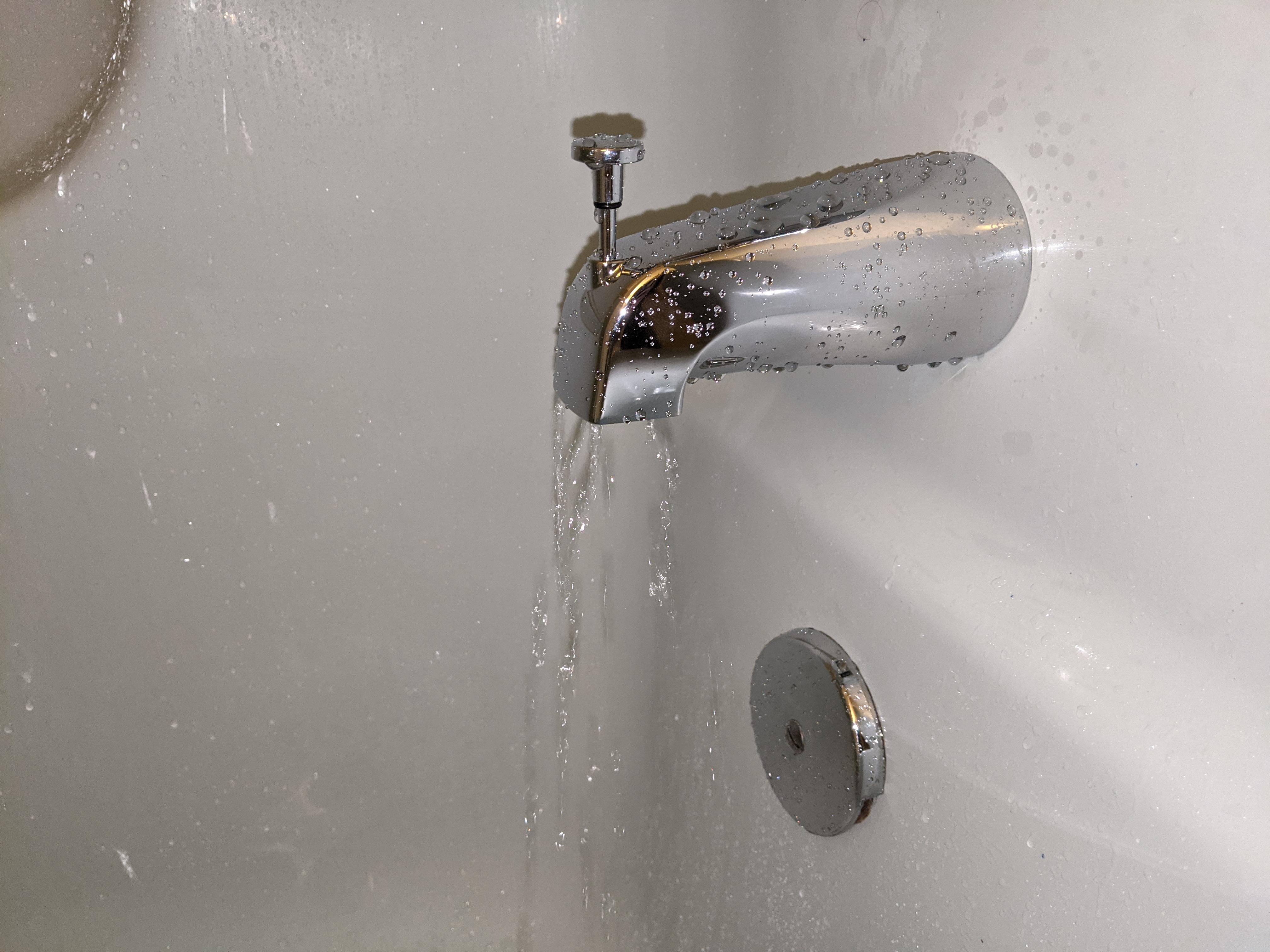 Installed new tub spout w/diverter. Just as much water running out in