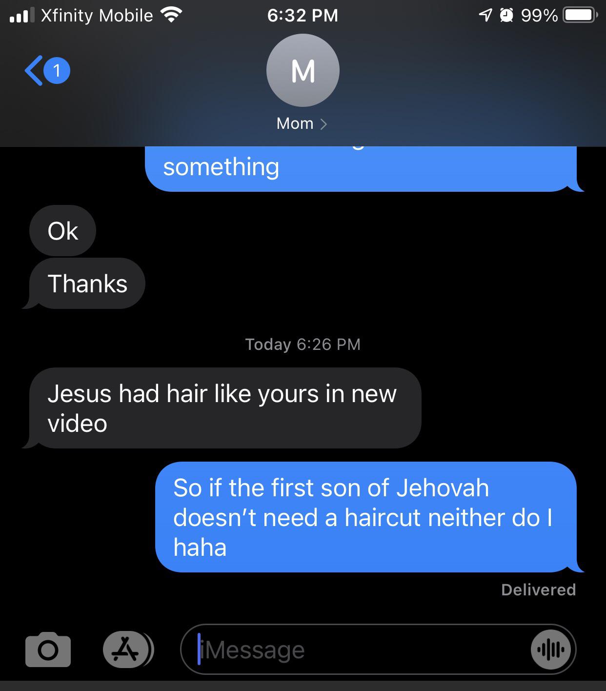 My mom wants to cut my hair exjwhumor