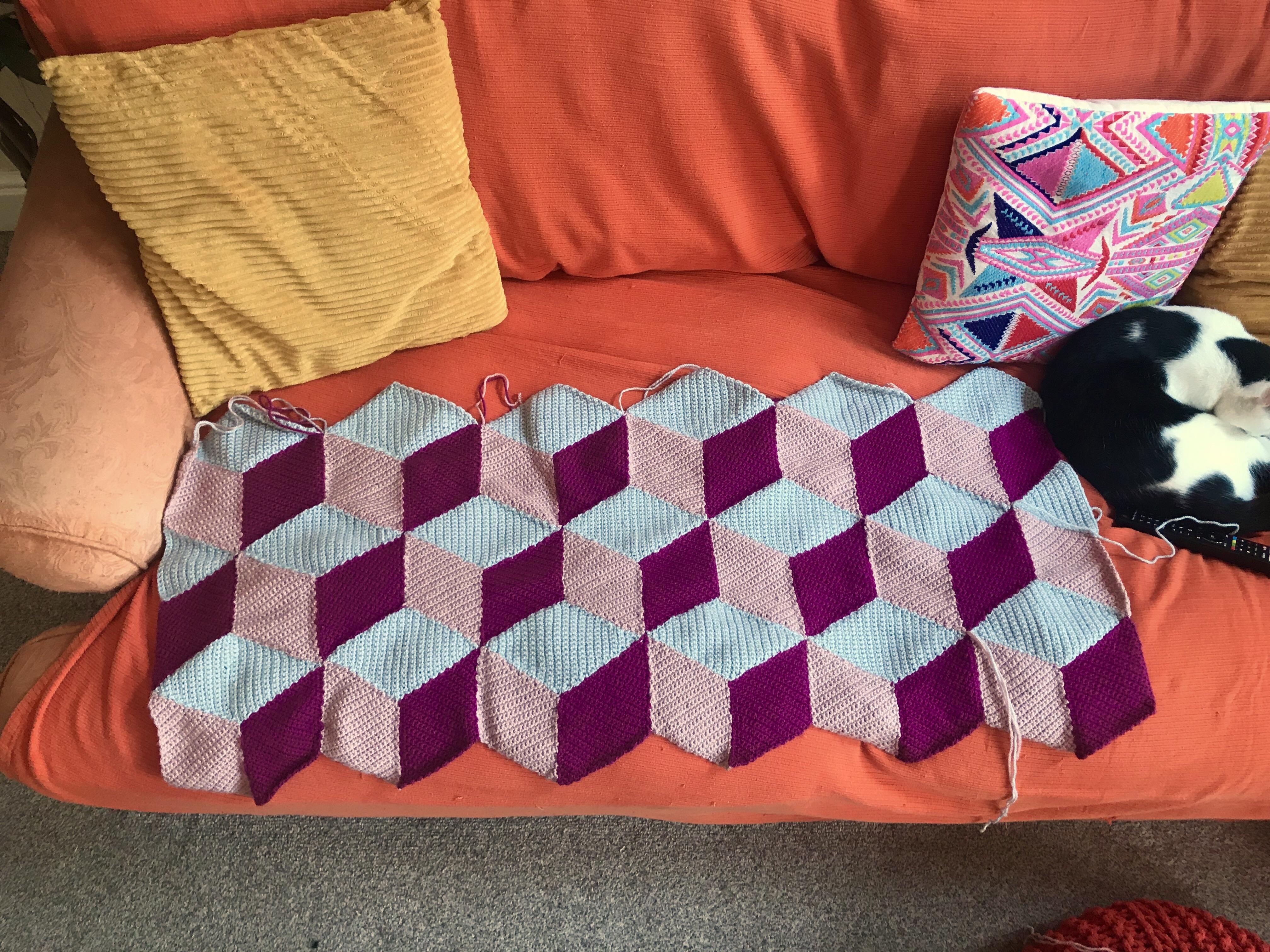 Just finished the third row of my blanket! Super excited to see how the