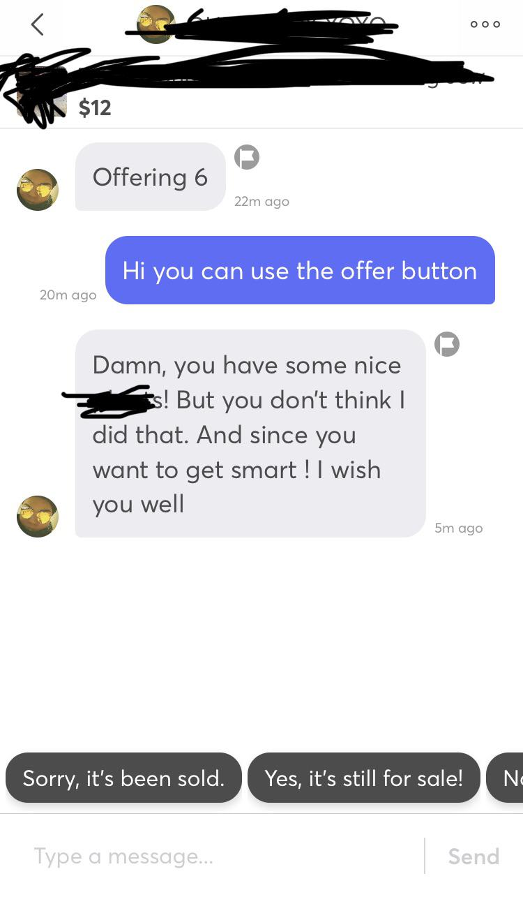 Was offered 6 for a free shipping item, then got blocked. 🤷‍♀️ r/Mercari