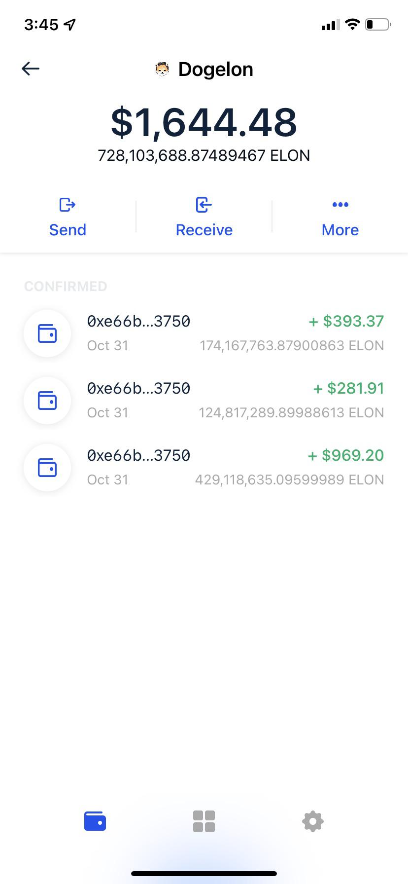 Has anybody else tried to buy more dogelon in Coinbase wallet I’m
