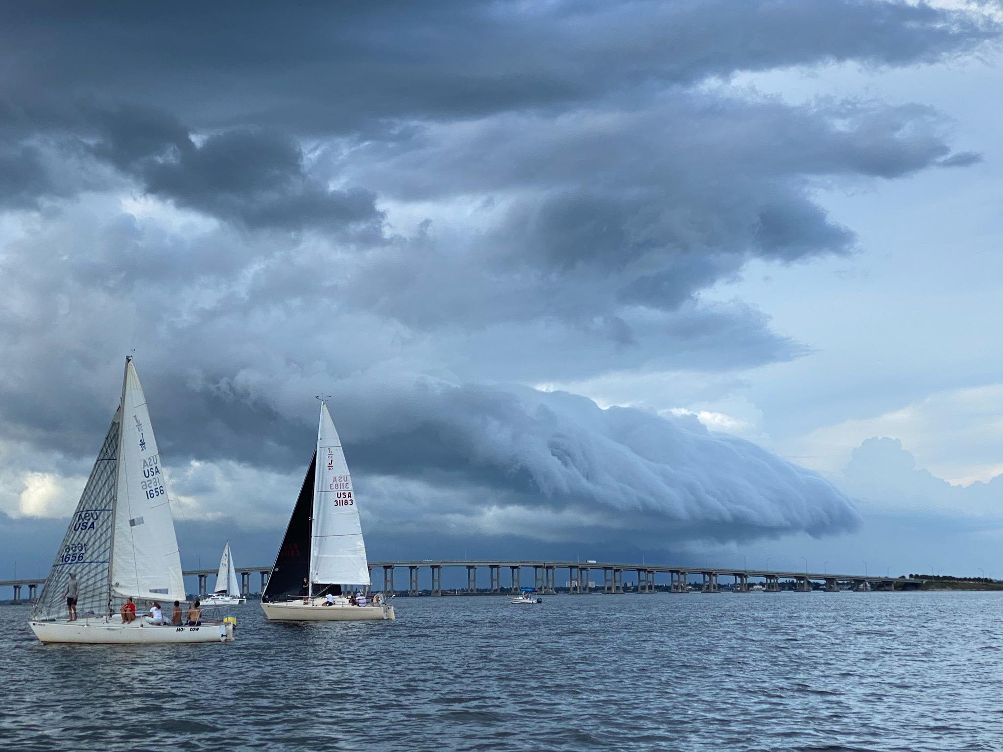 We had a bit of weather at the start of the Rum Race tonight. r/sailing