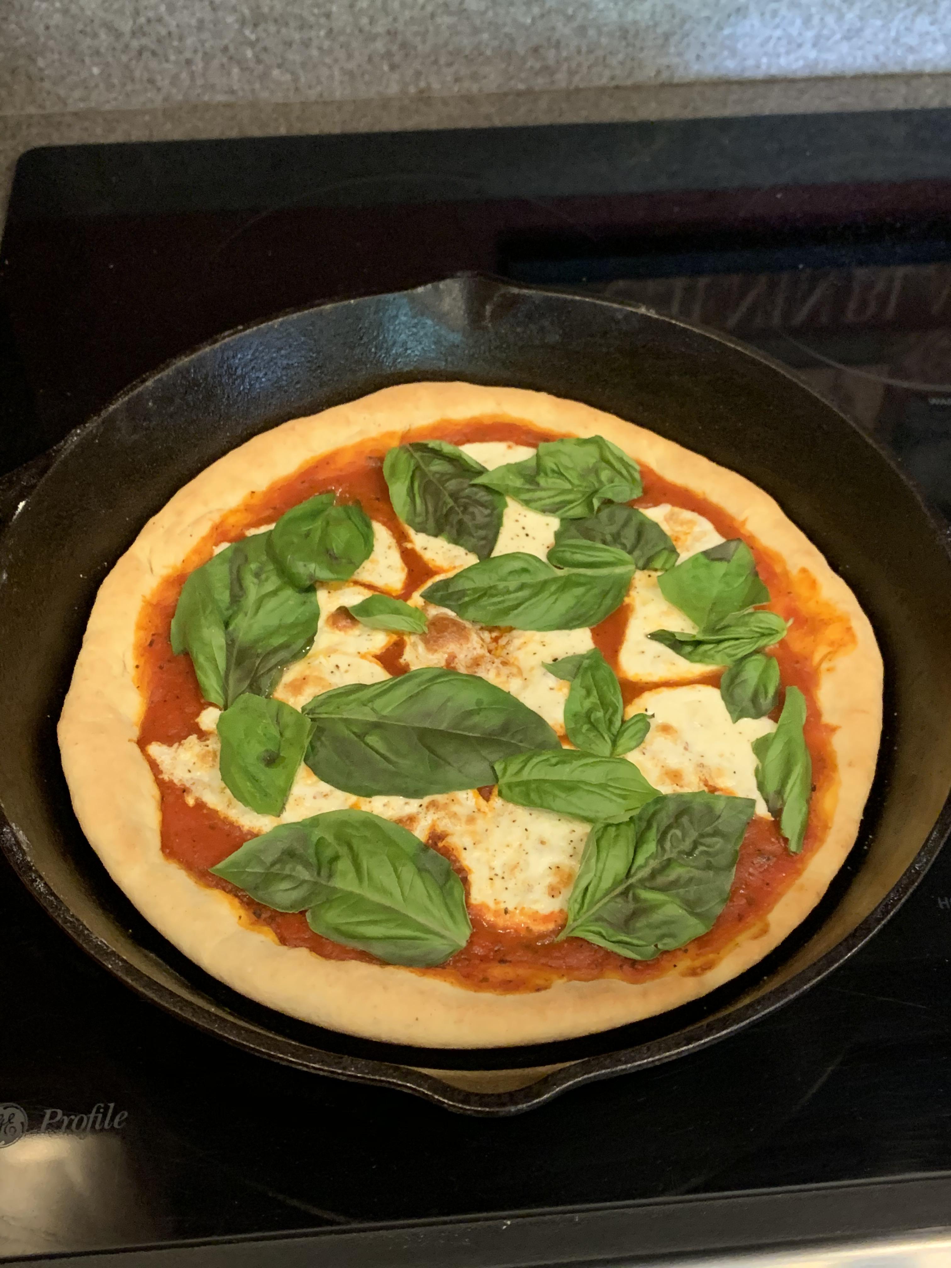 I don’t have a pizza stone but the cast iron worked out perfect, nice
