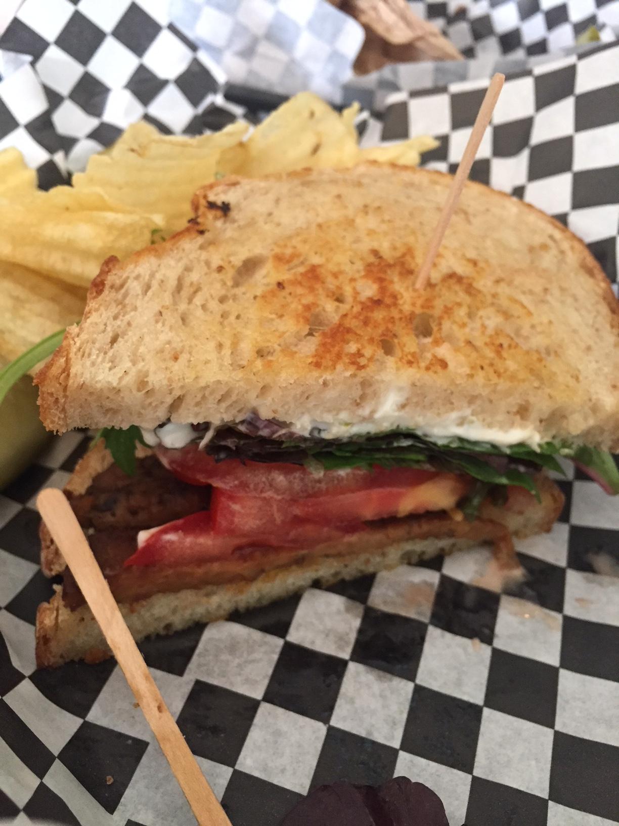 Mouthwatering TLT (Tempeh bacon, Lettuce & Tomato) sandwich at Berben