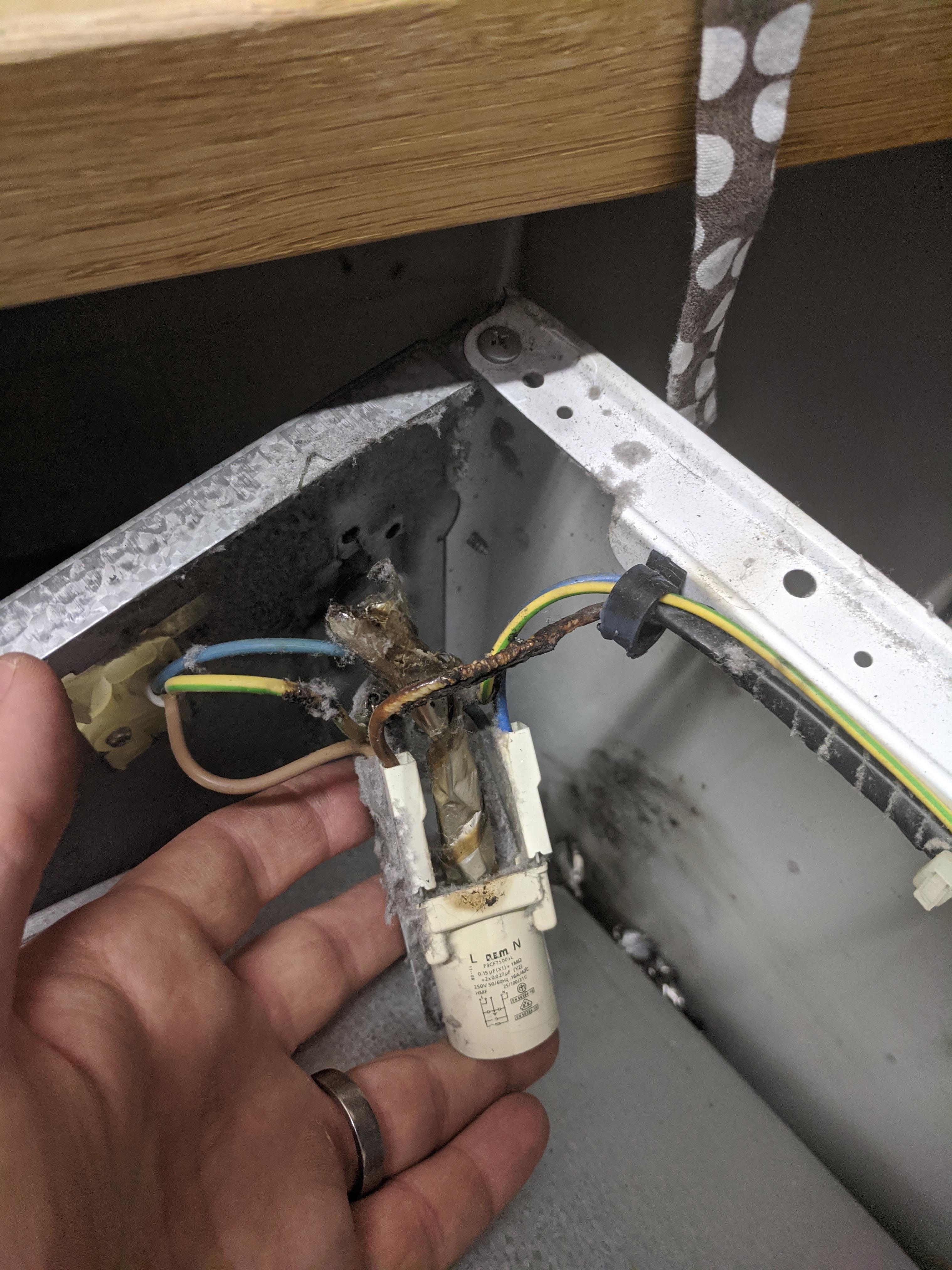 Can anyone tell me what this dryer part is? It appears to have burned