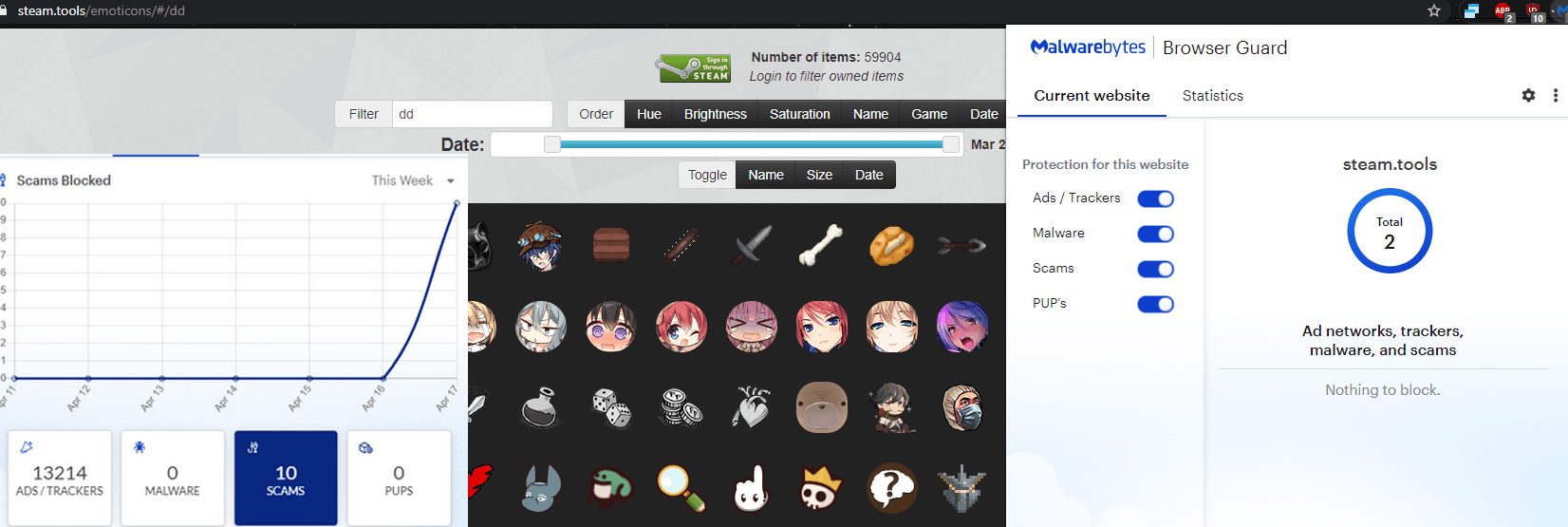 https//steam.tools/emoticons/ this site gives me a "scam" only when I