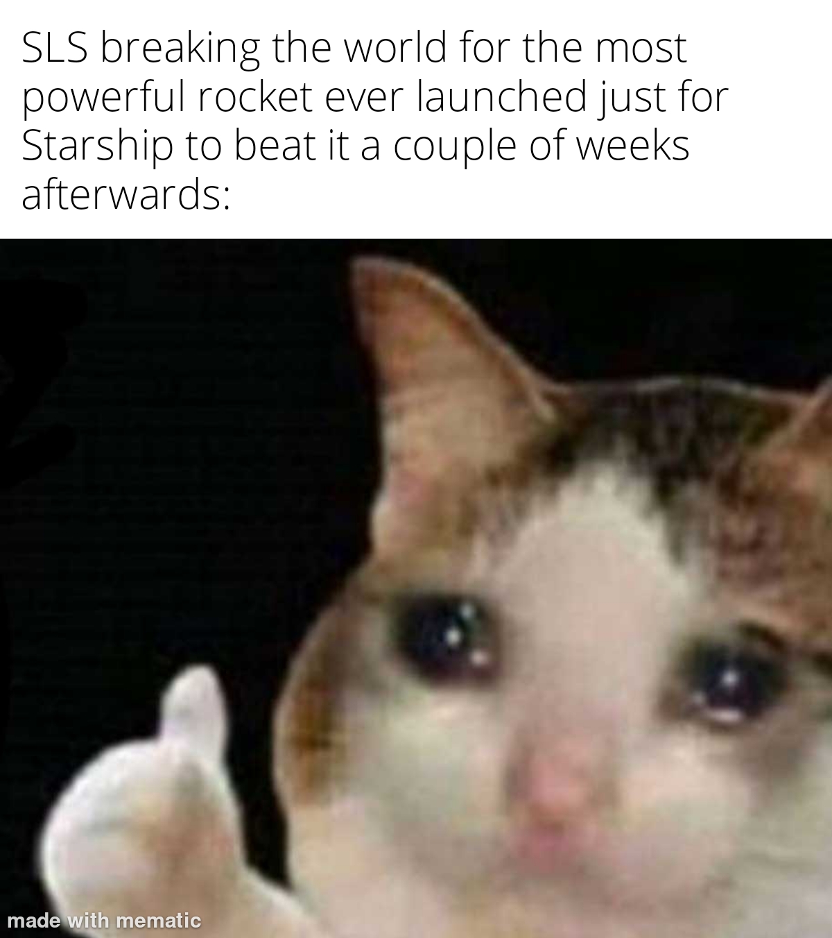 just sad. at least it broke the record as the most expensive rocket