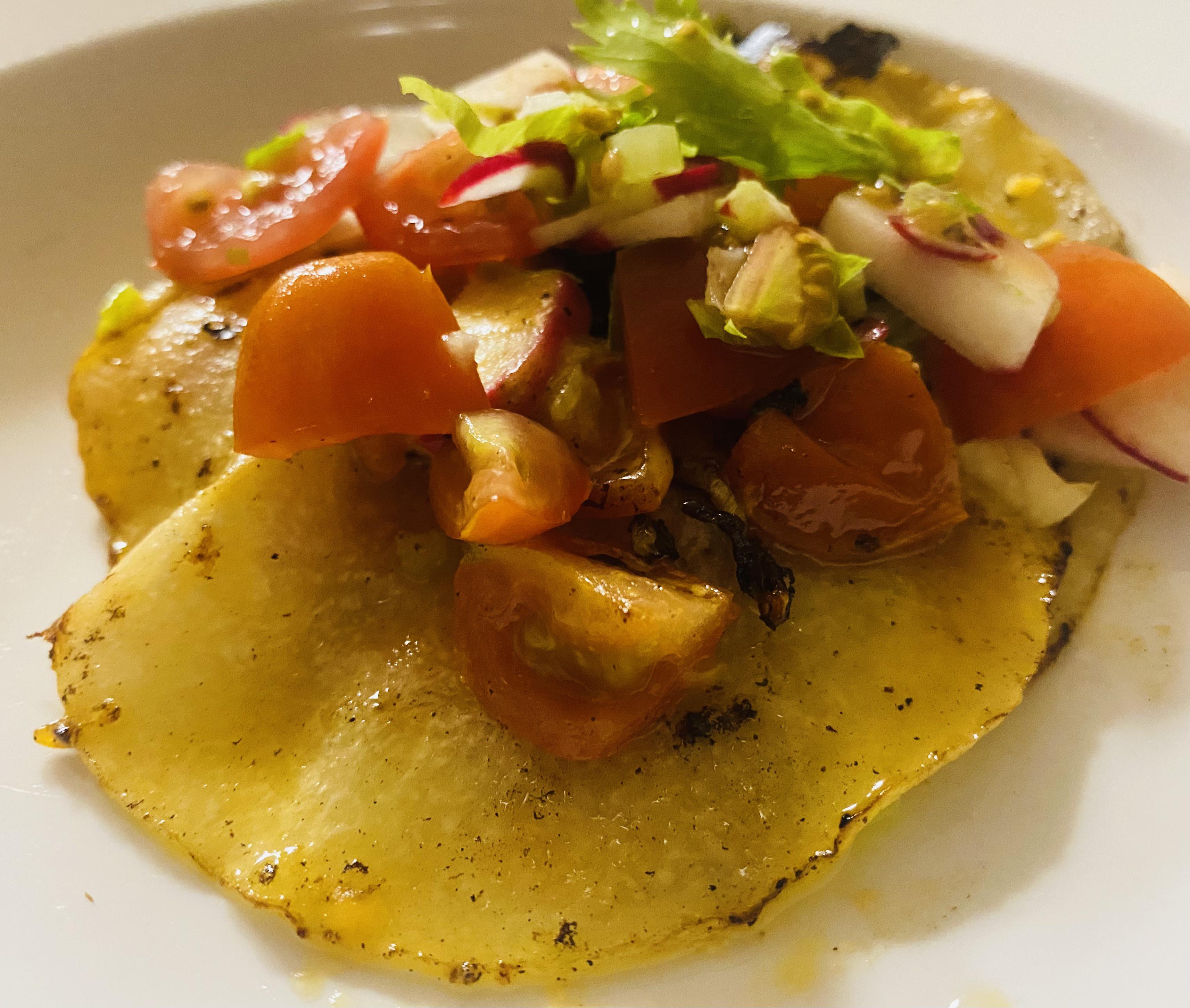 Jicama “quesadillas” with a quick Pico de gallo garnish. YUM! r/vegan