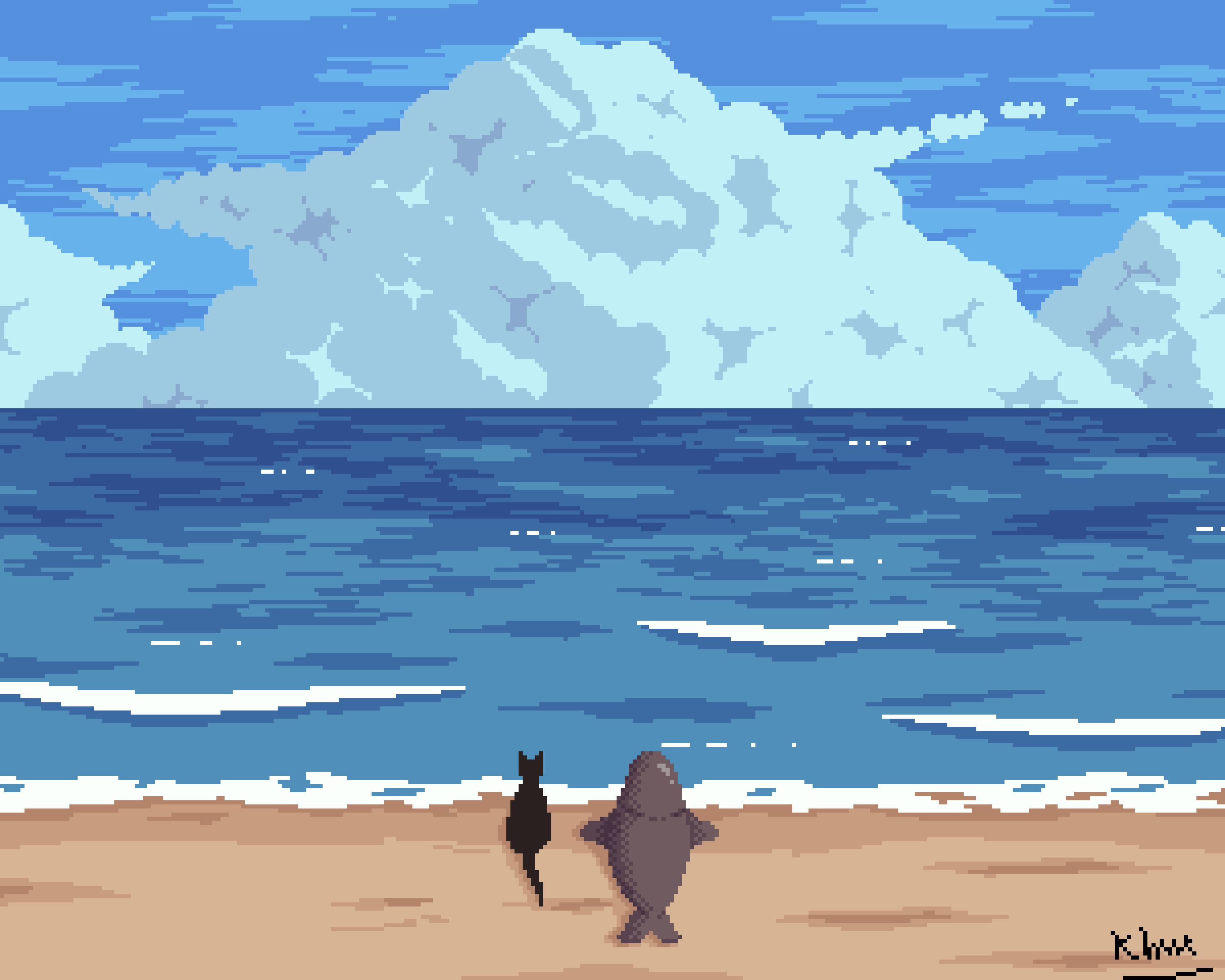 Blue beach r/PixelArt