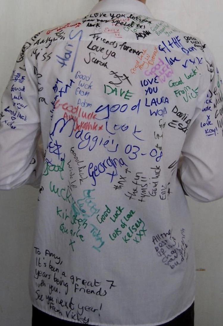 Writing all over a shirt you would literally never wear again. r