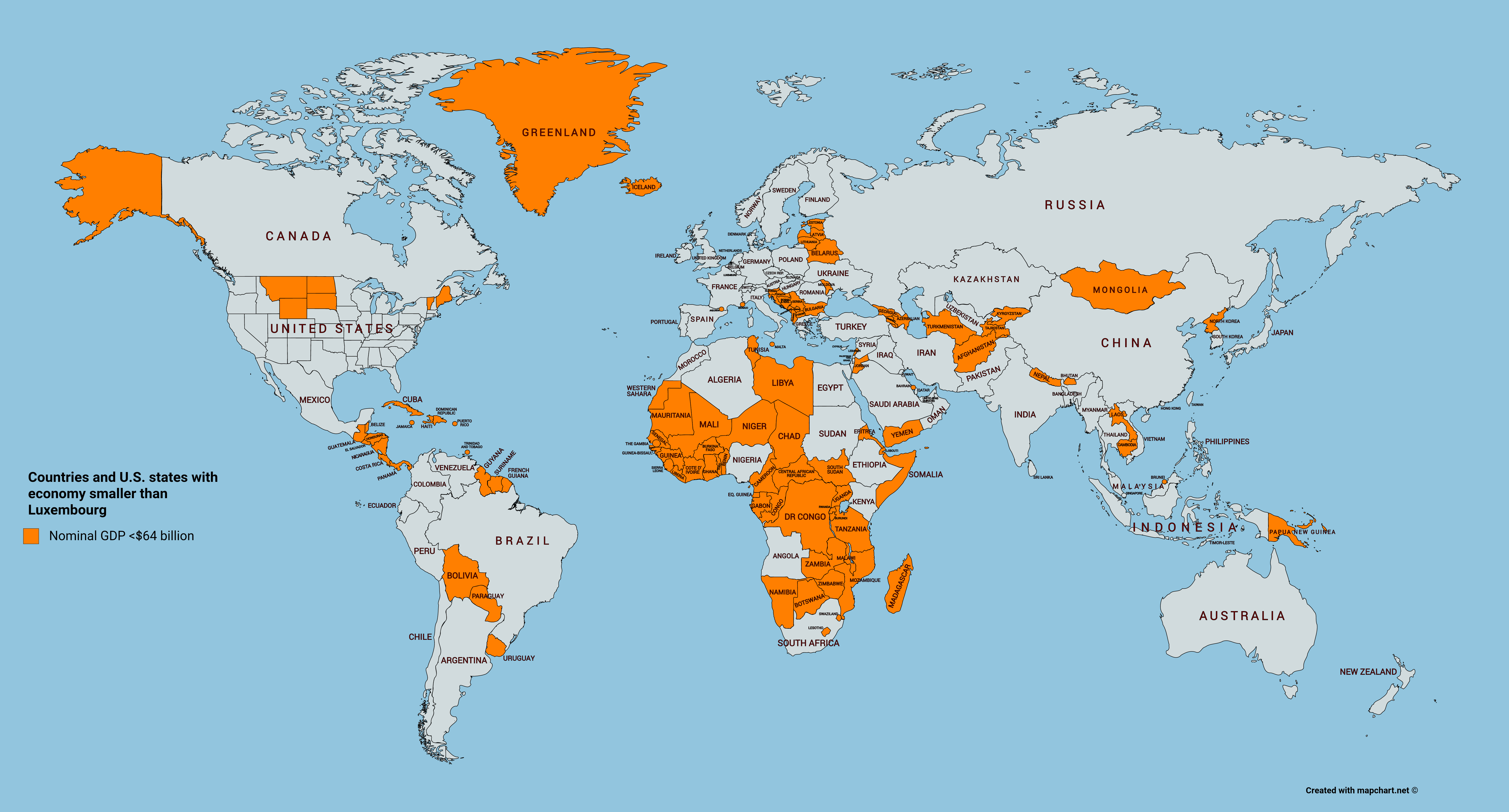 Countries and U.S. states with economy smaller than Luxembourg[OP] r