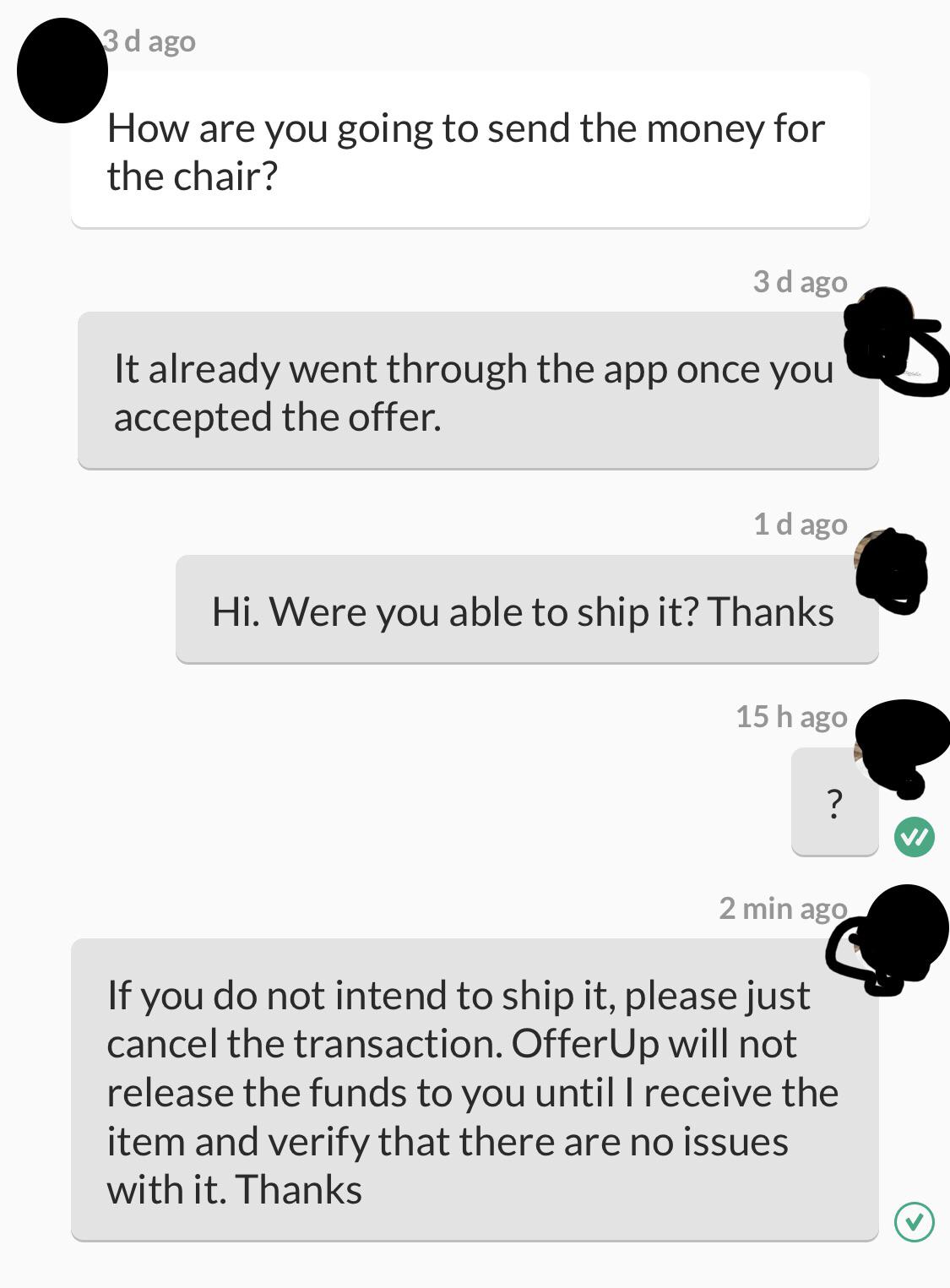 Seller marked item as shipped but never took it to the post office. How