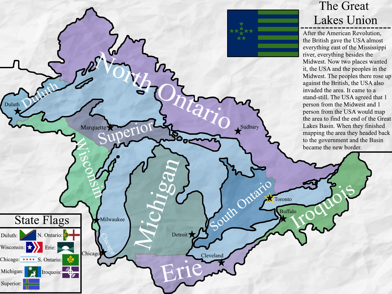 The Great Lakes Union (All by me besides some of the flags from Reddit