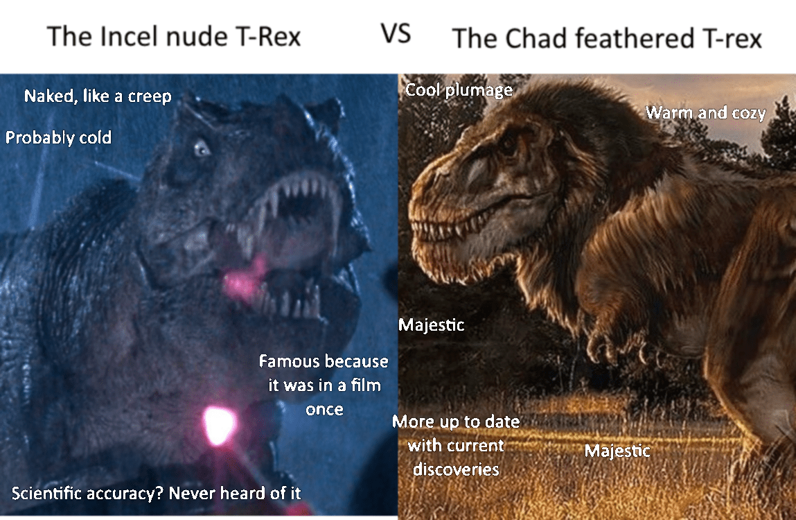 I found this image of a trex with an extensive chin and realized it