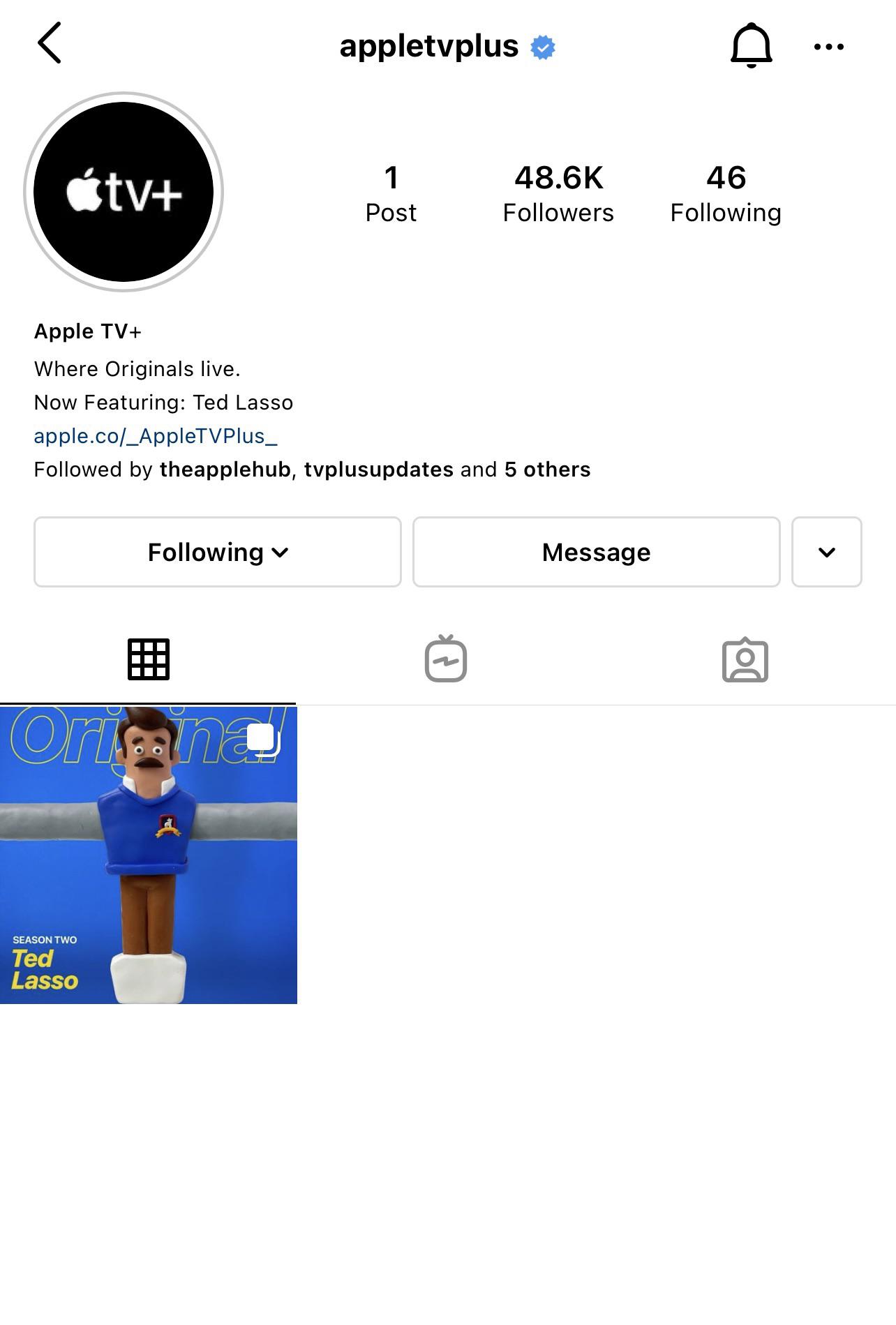 Apple has finally began to use their own tv+ Instagram page instead of