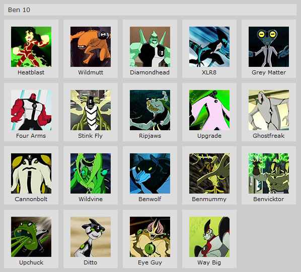 Ben 10 All Characters With Names