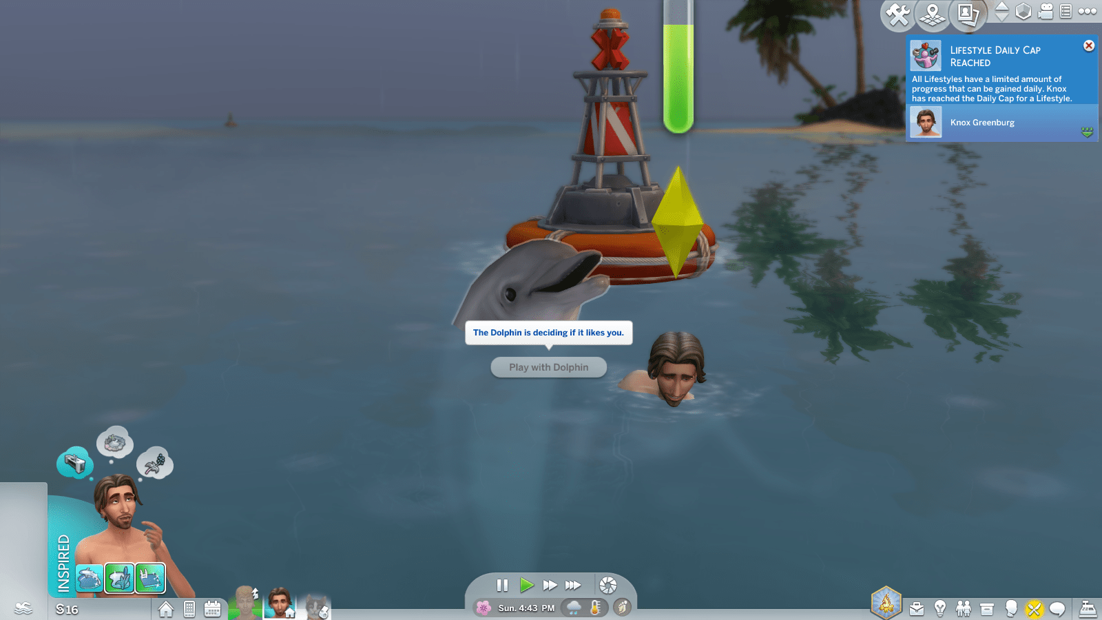 i thought the dolphin having to decide if it liked my sim or not was