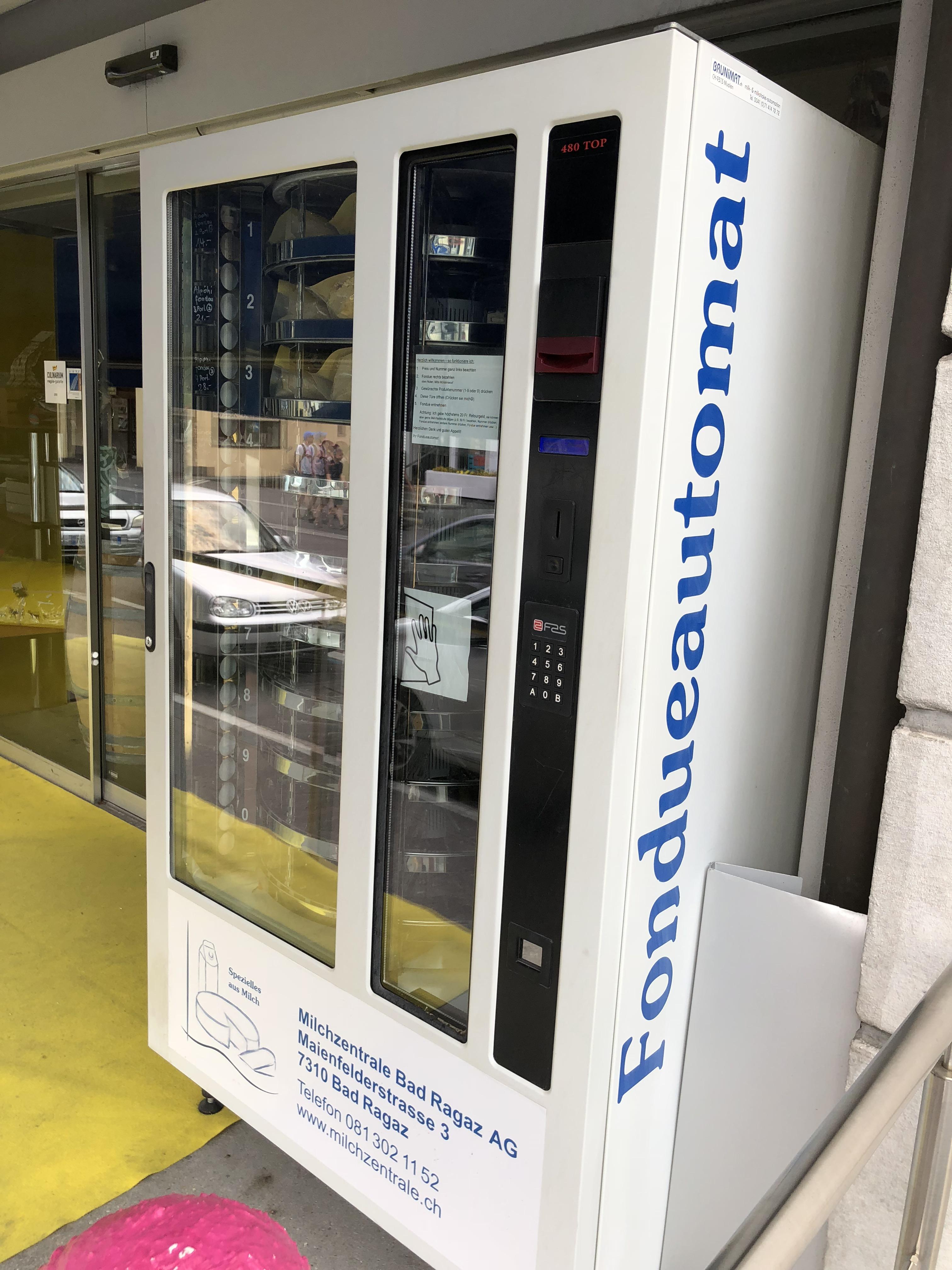 Fondue cheese vending machine in Bad Ragaz, Switzerland r