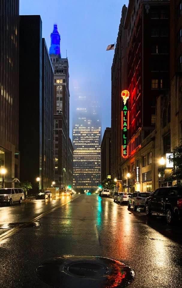 Boston Avenue on a cold, rainy, windy October morning. tulsa